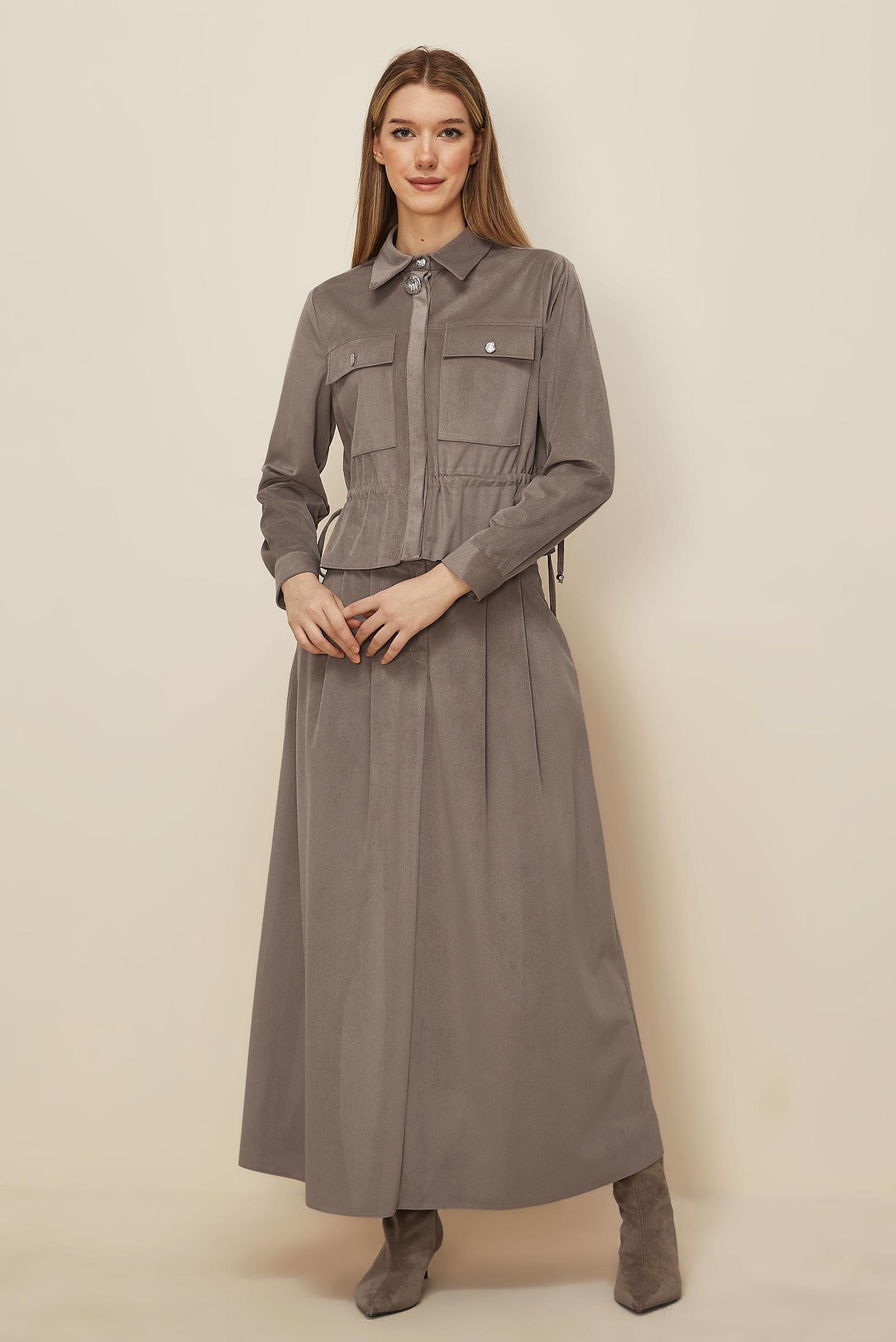 Hijab clothing MINK SHIRT COLLAR SKIRTED SUIT 46237