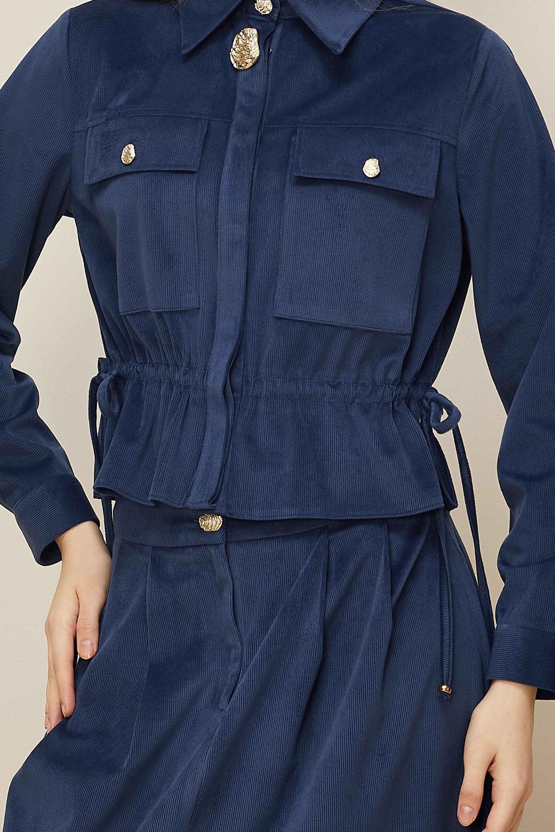 Hijab clothing NAVY BLUE SHIRT COLLAR SKIRTED SUIT 46237