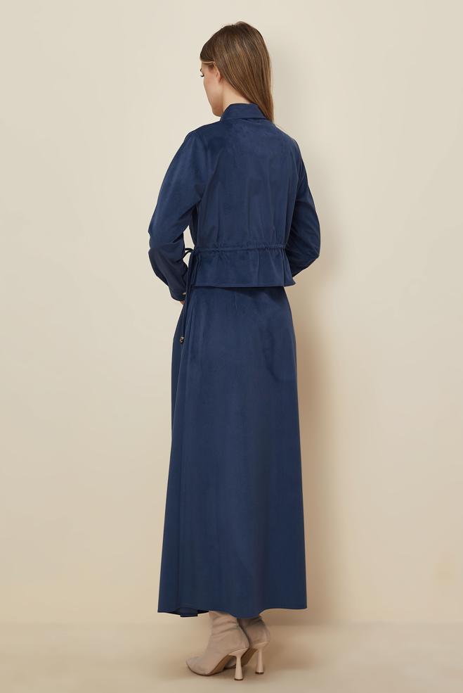 Hijab clothing NAVY BLUE SHIRT COLLAR SKIRTED SUIT 46237 - ALVİNA