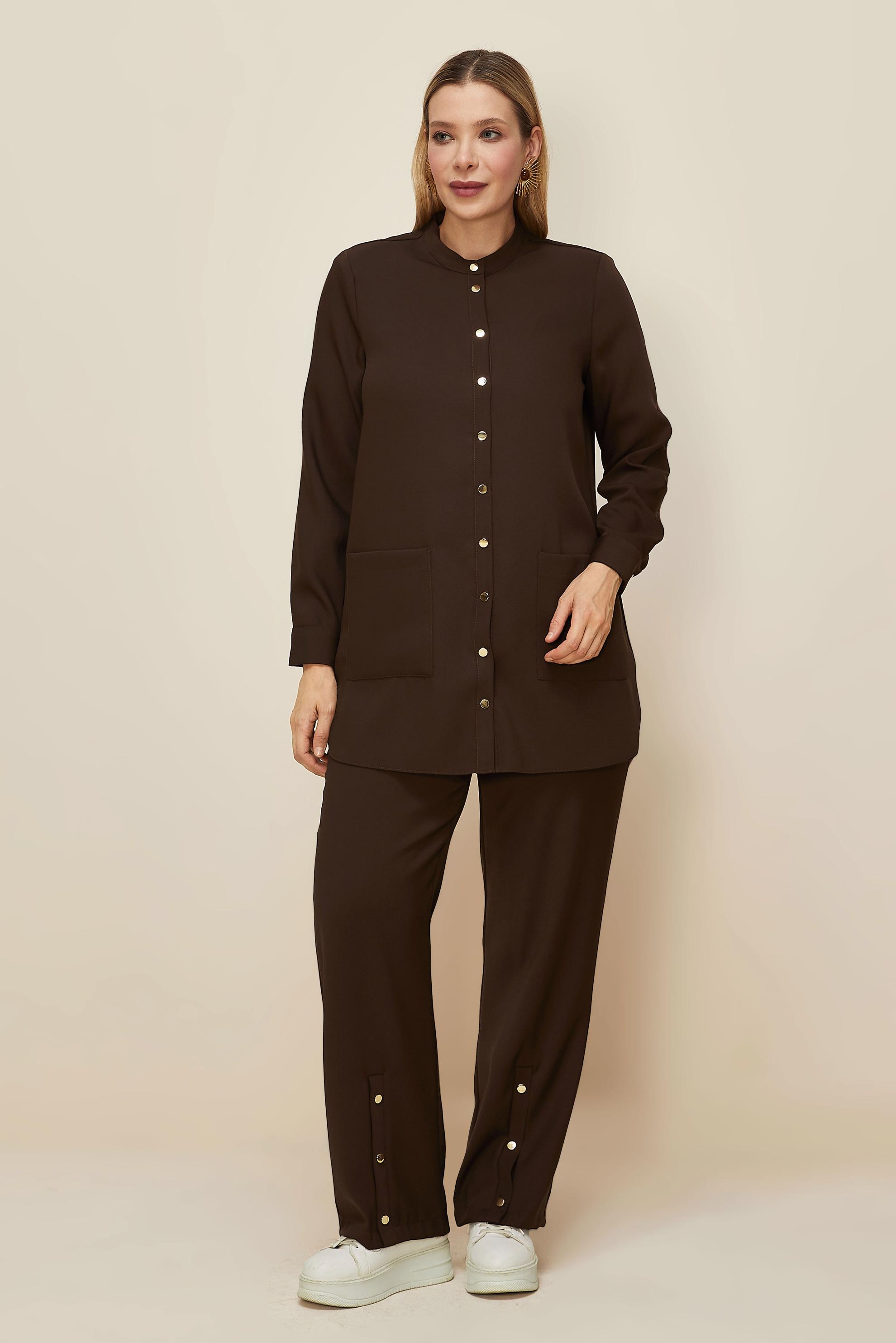 Hijab clothing BROWN PLUS SIZE PANTSUIT 20869