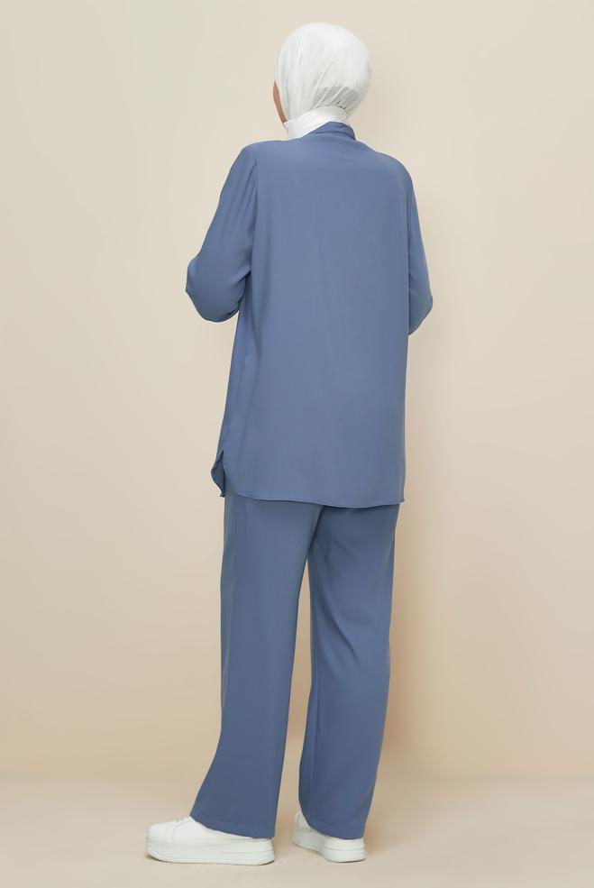 Vêtements hijab BLEU MARINE ENSEMBLE PANTALON GRANDE TAILLE 20869 - ALVİNA
