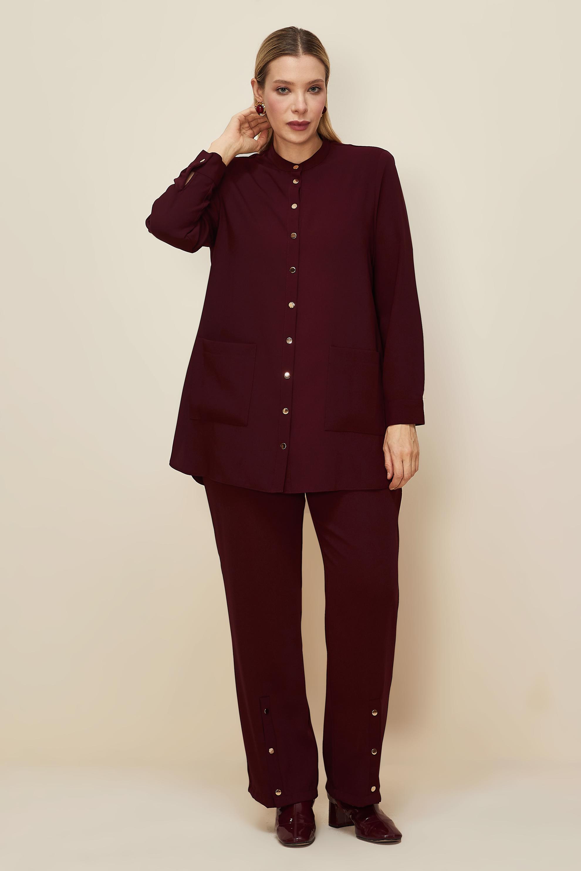 Hijab clothing CLARET RED PLUS SIZE PANTSUIT 20869