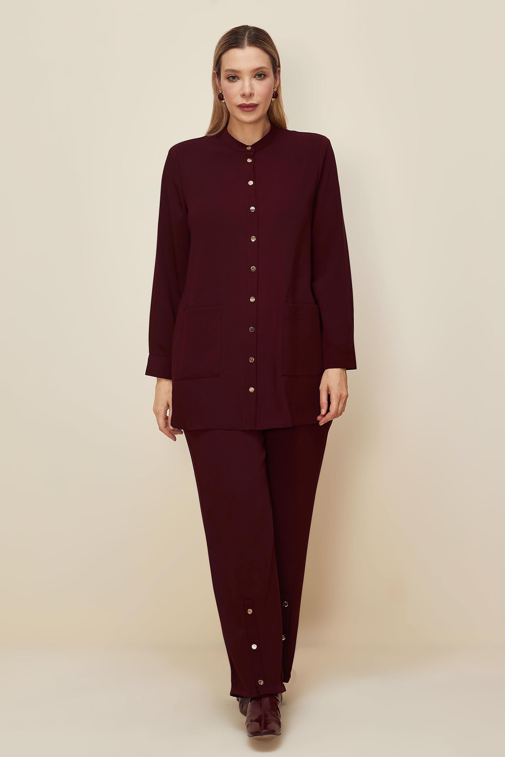 Hijab clothing CLARET RED PLUS SIZE PANTSUIT 20869