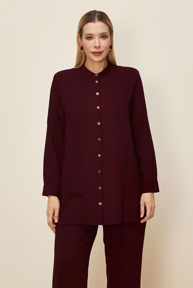 Vêtements hijab ROUGE BORDEAUX ENSEMBLE PANTALON GRANDE TAILLE 20869 - ALVİNA