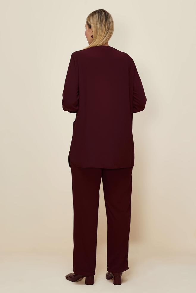 Vêtements hijab ROUGE BORDEAUX ENSEMBLE PANTALON GRANDE TAILLE 20869 - ALVİNA