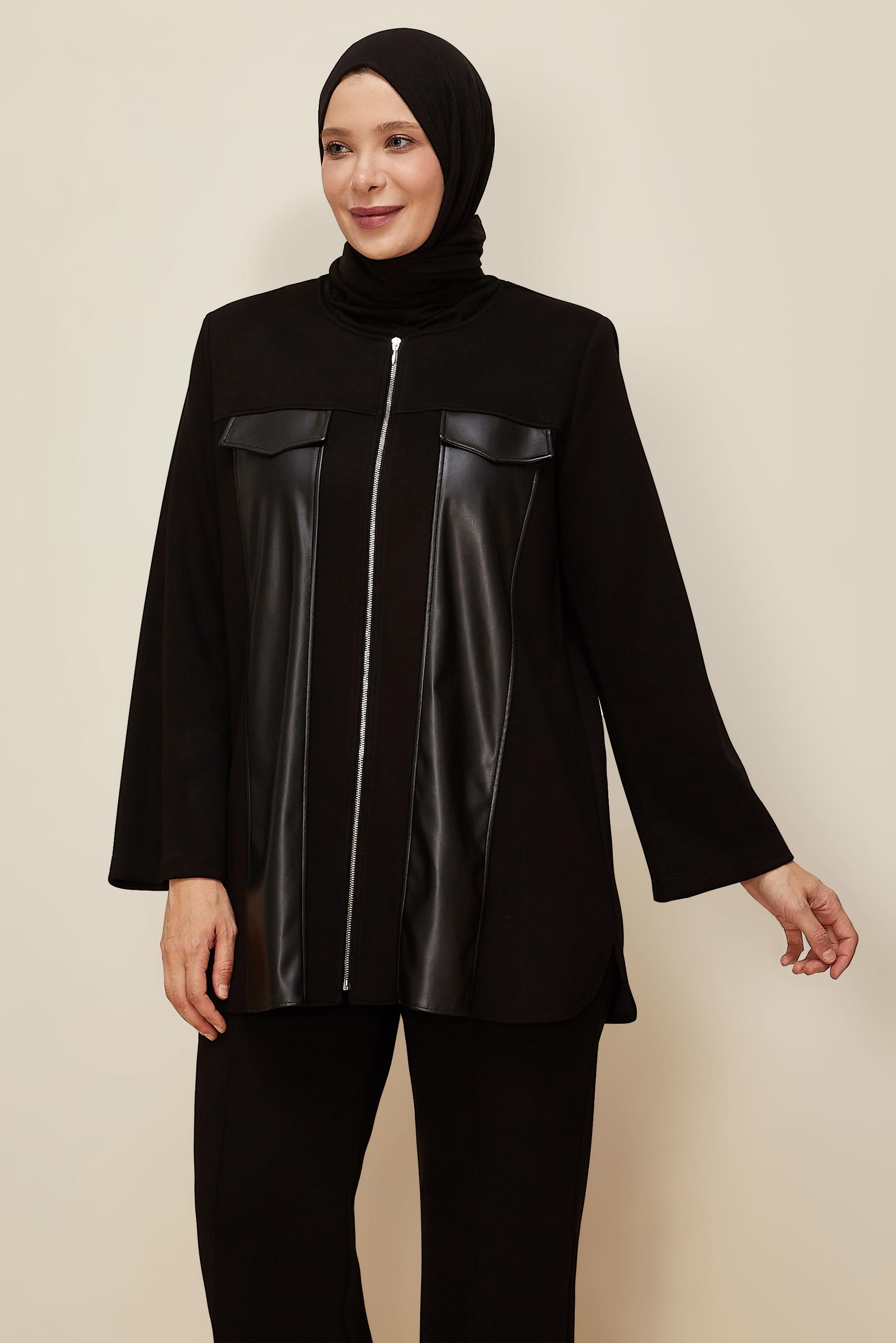 Vêtements hijab NOIR ENSEMBLE PANTALON GRANDE TAILLE 20872