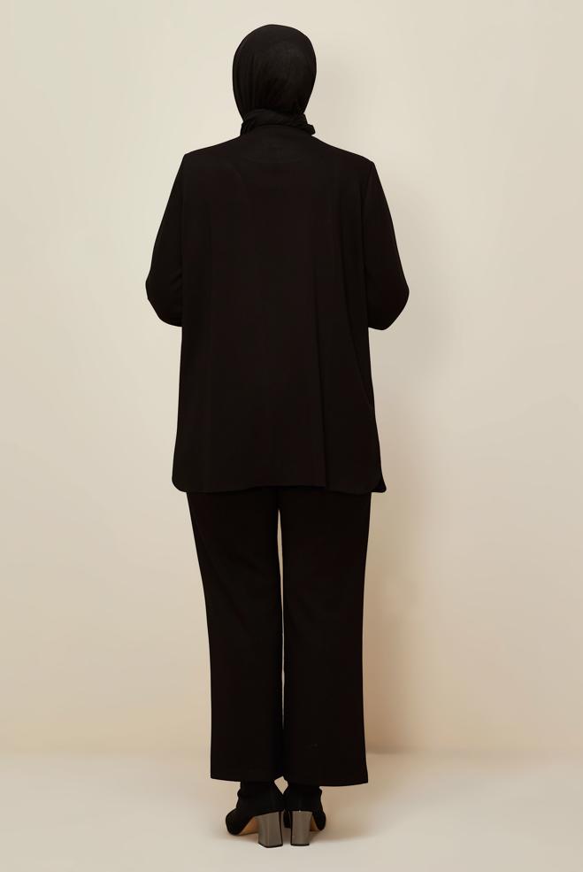 Vêtements hijab NOIR ENSEMBLE PANTALON GRANDE TAILLE 20872 - ALVİNA