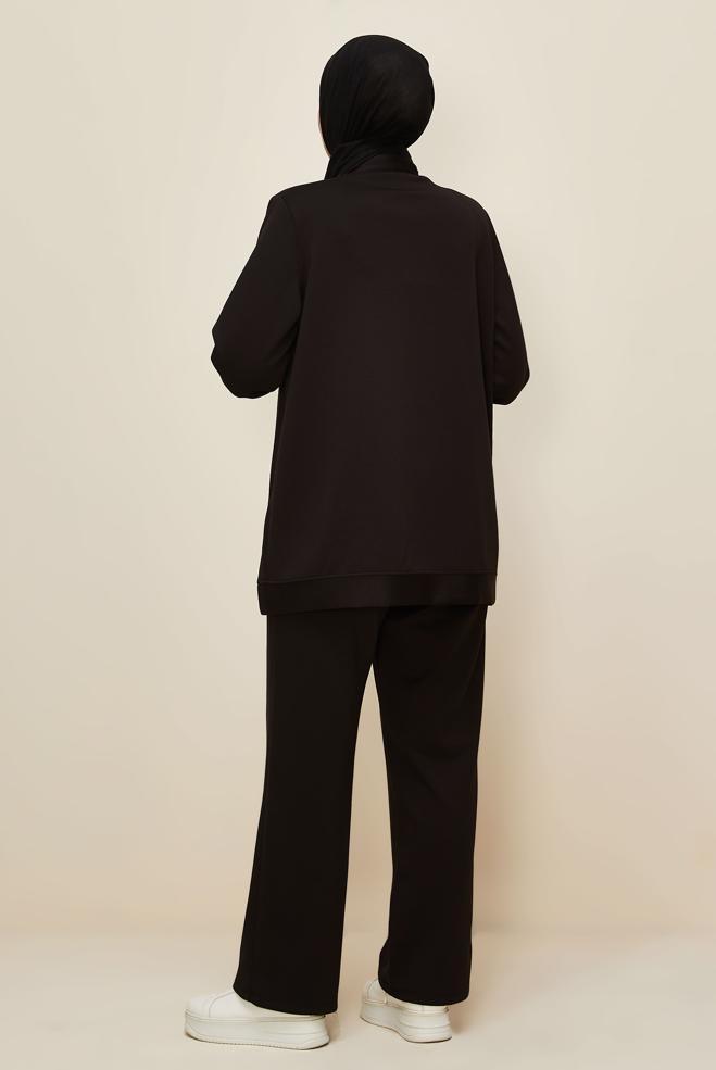 Vêtements hijab NOIR ENSEMBLE PANTALON GRANDE TAILLE 20873 - ALVİNA