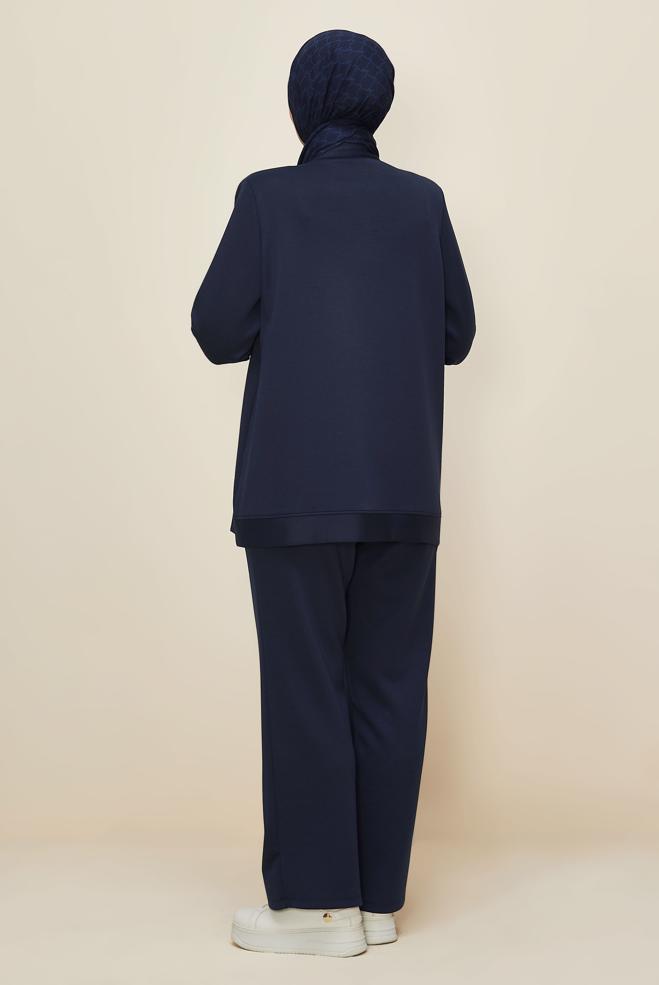 Vêtements hijab BLEU MARINE ENSEMBLE PANTALON GRANDE TAILLE 20873 - ALVİNA