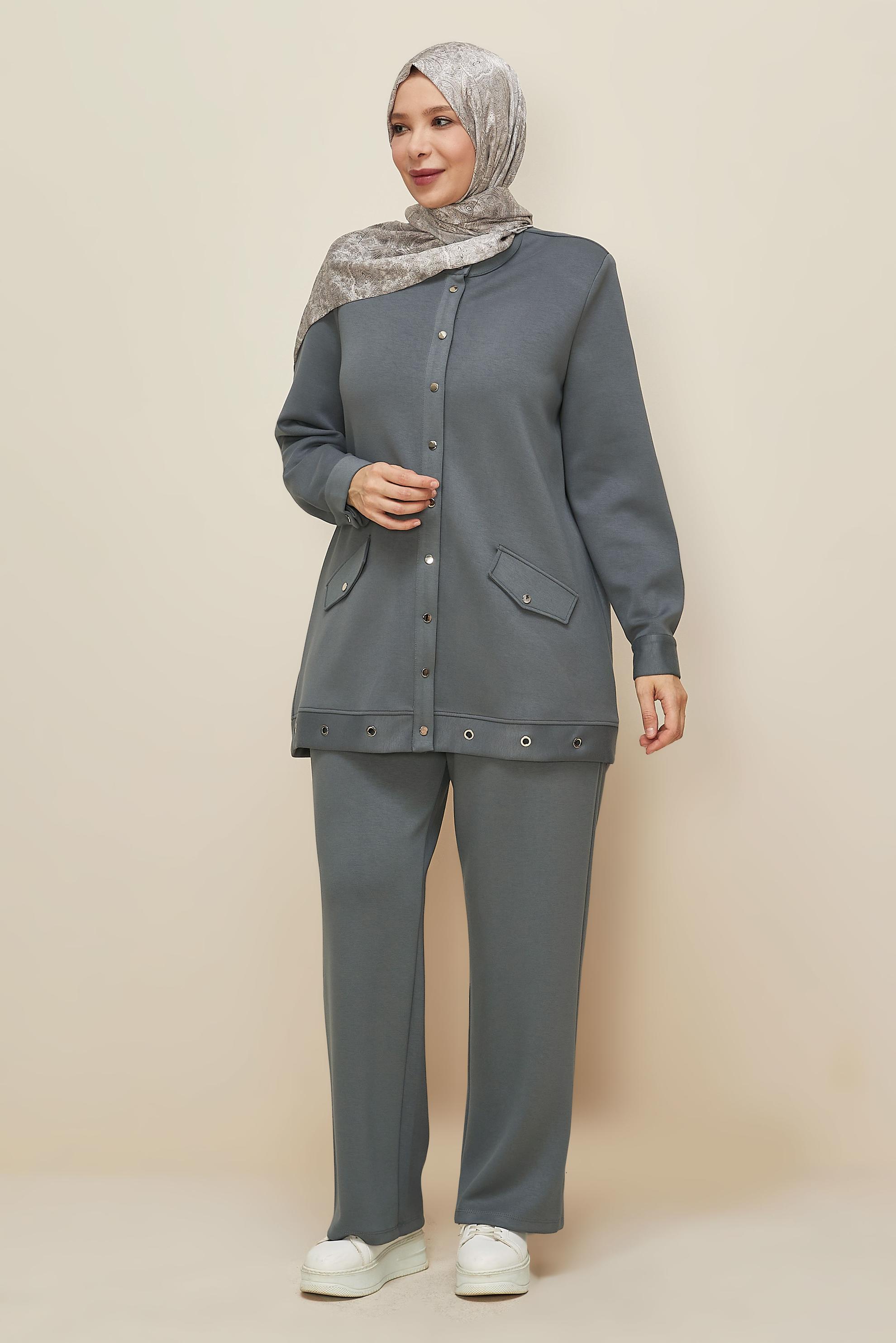 Hijab clothing GREY PLUS SIZE PANTSUIT 20873