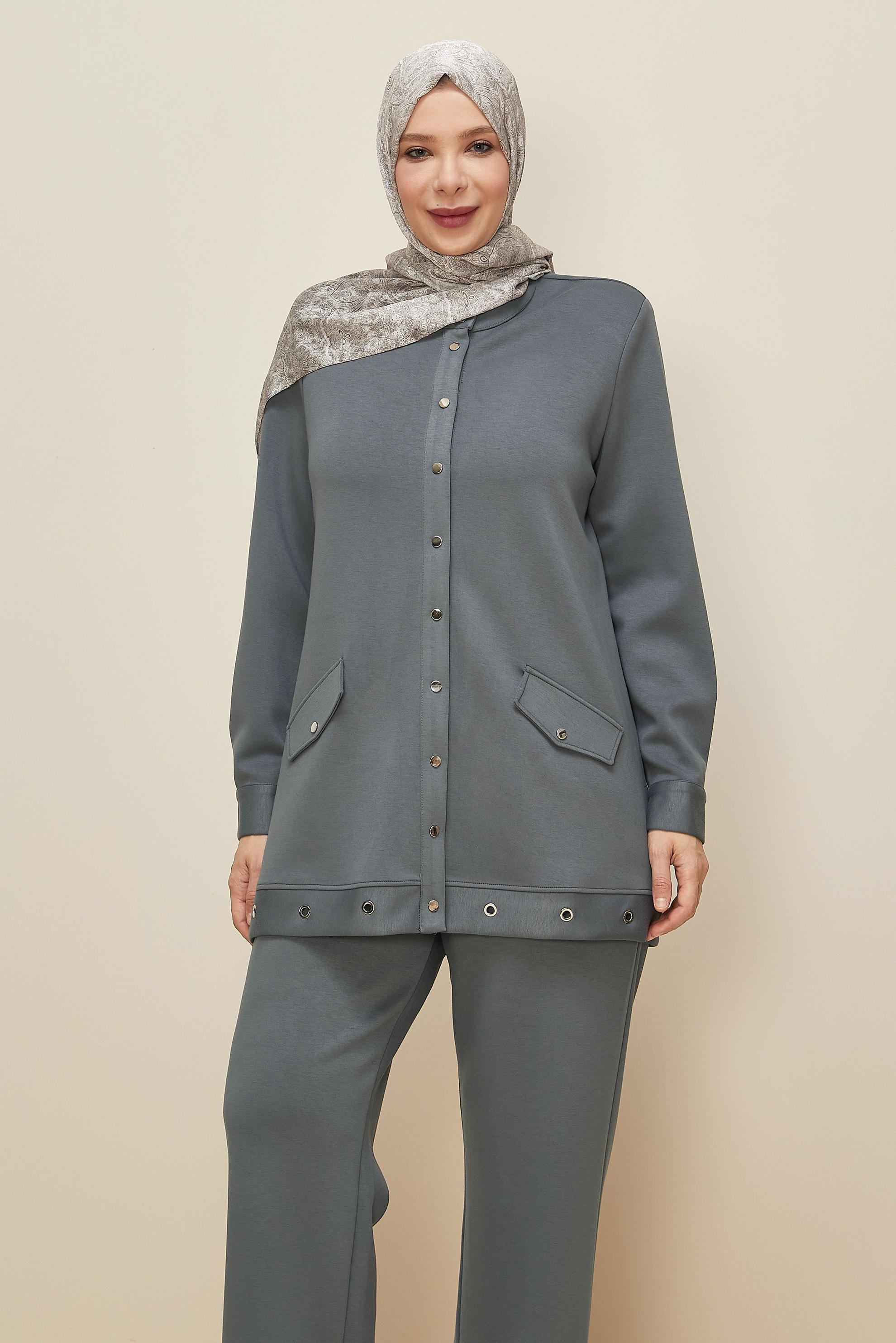 Hijab clothing GREY PLUS SIZE PANTSUIT 20873