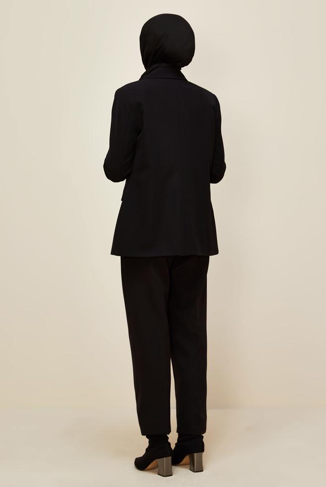 Vêtements hijab NOIR ENSEMBLE PANTALON CROISÉ 30540 - ALVİNA