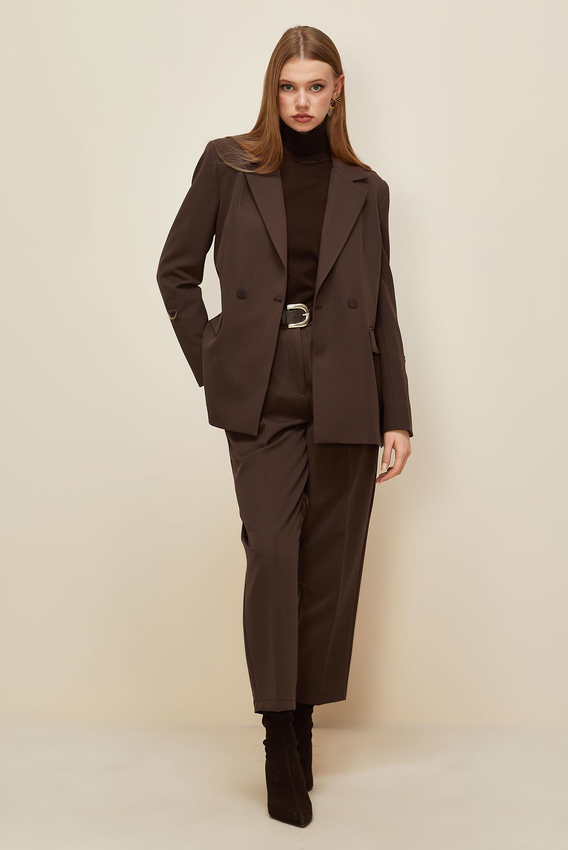 Hijab clothing BROWN DOUBLE-BREASTED PANTSUIT 30540