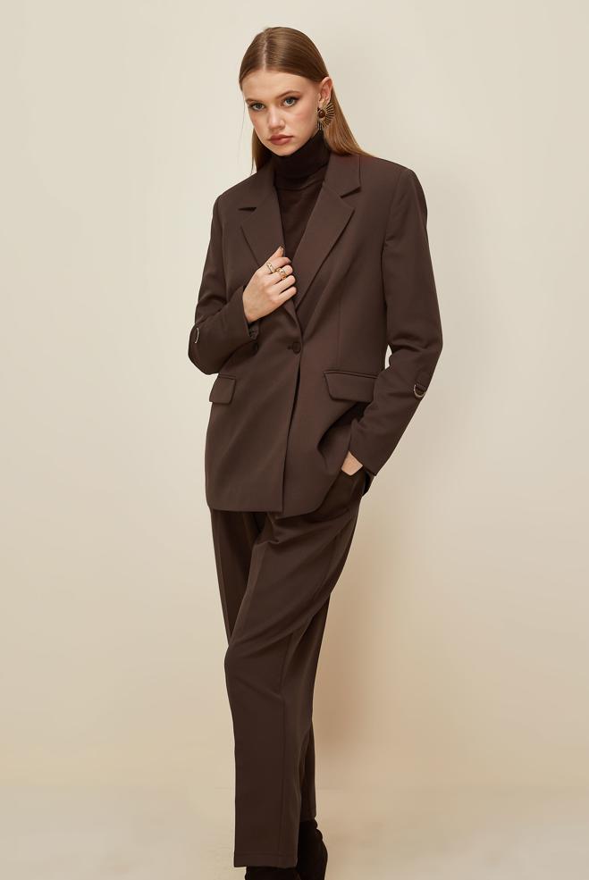 Vêtements hijab BRUN ENSEMBLE PANTALON CROISÉ 30540 - ALVİNA