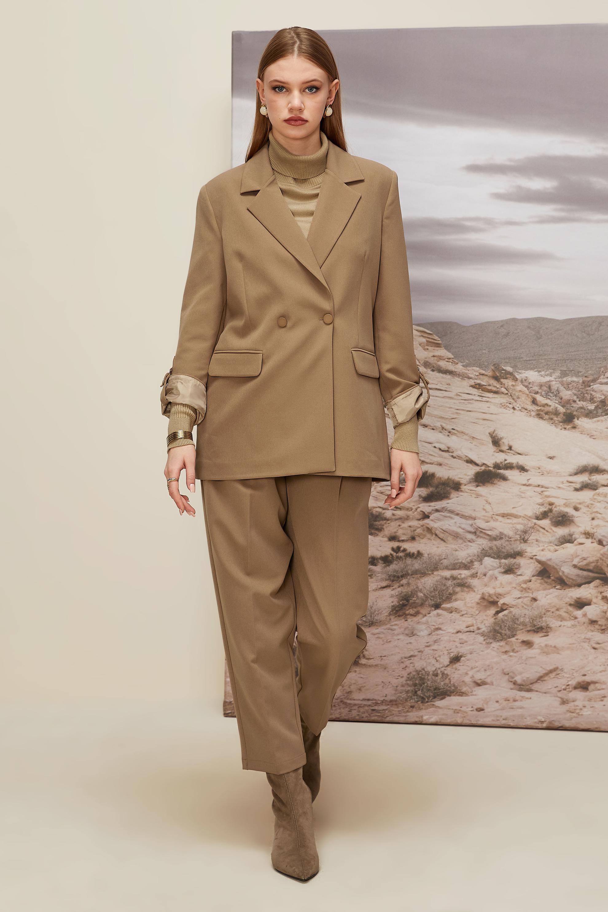 Hijab clothing BROWN DOUBLE-BREASTED PANTSUIT 30540