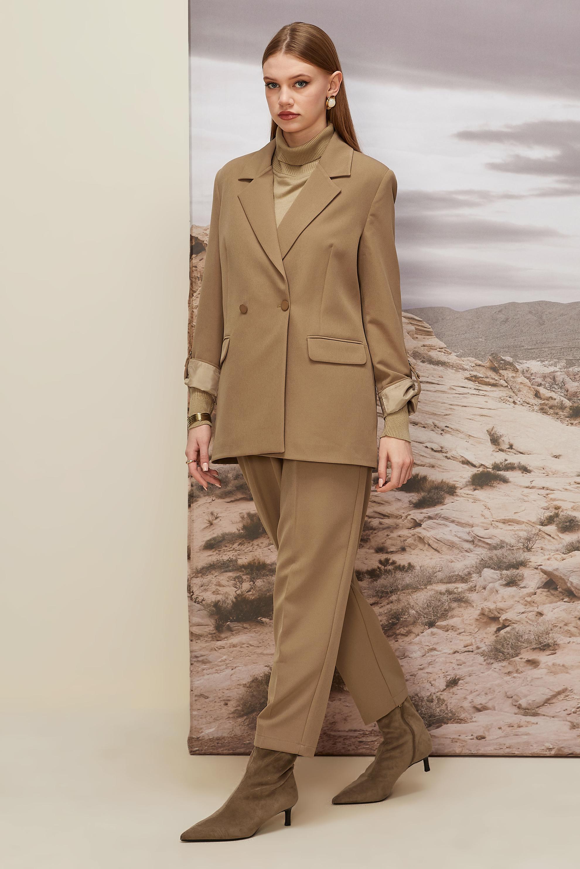 Hijab clothing BROWN DOUBLE-BREASTED PANTSUIT 30540