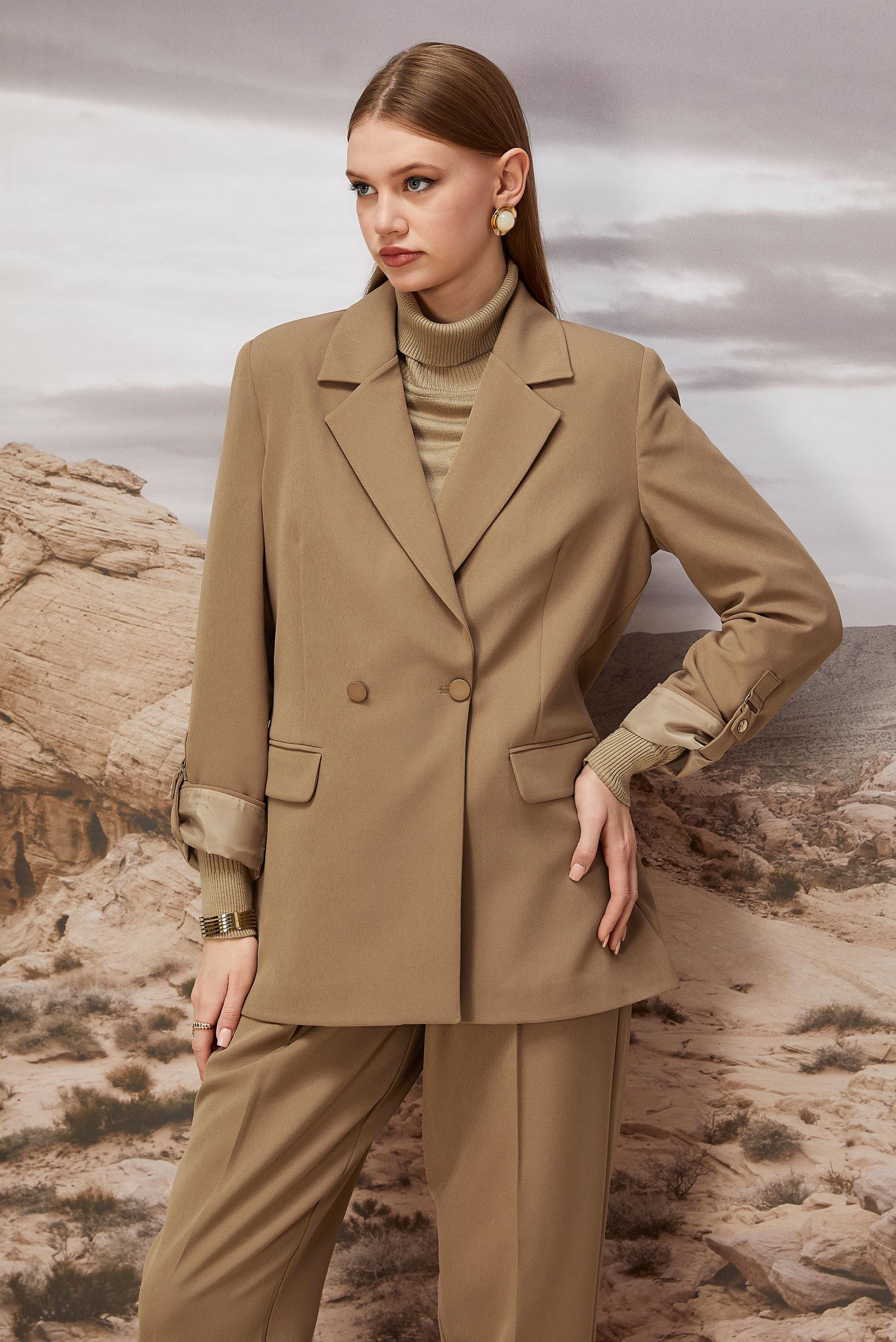 Hijab clothing BROWN DOUBLE-BREASTED PANTSUIT 30540