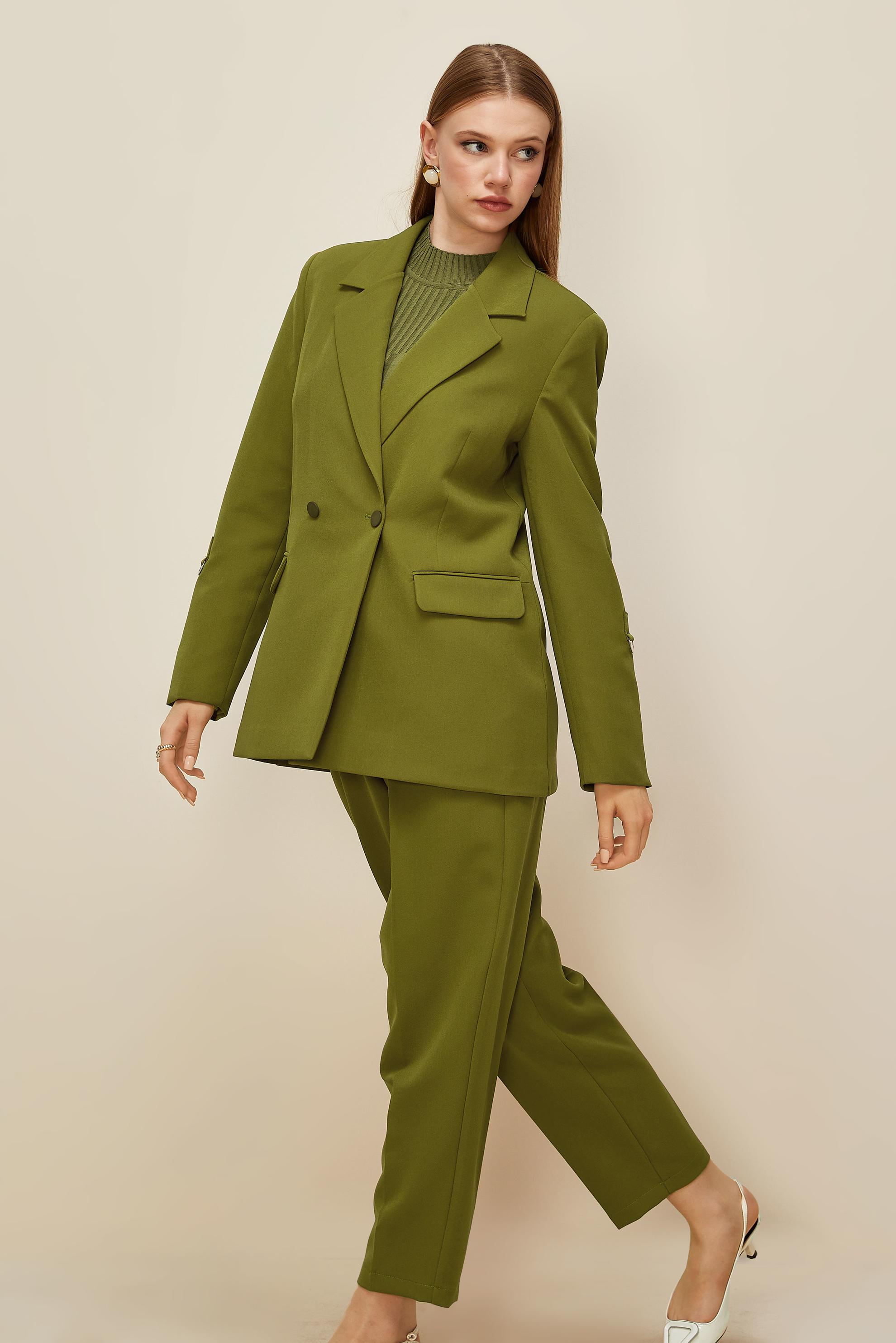 Hijab clothing GREEN DOUBLE-BREASTED PANTSUIT 30540