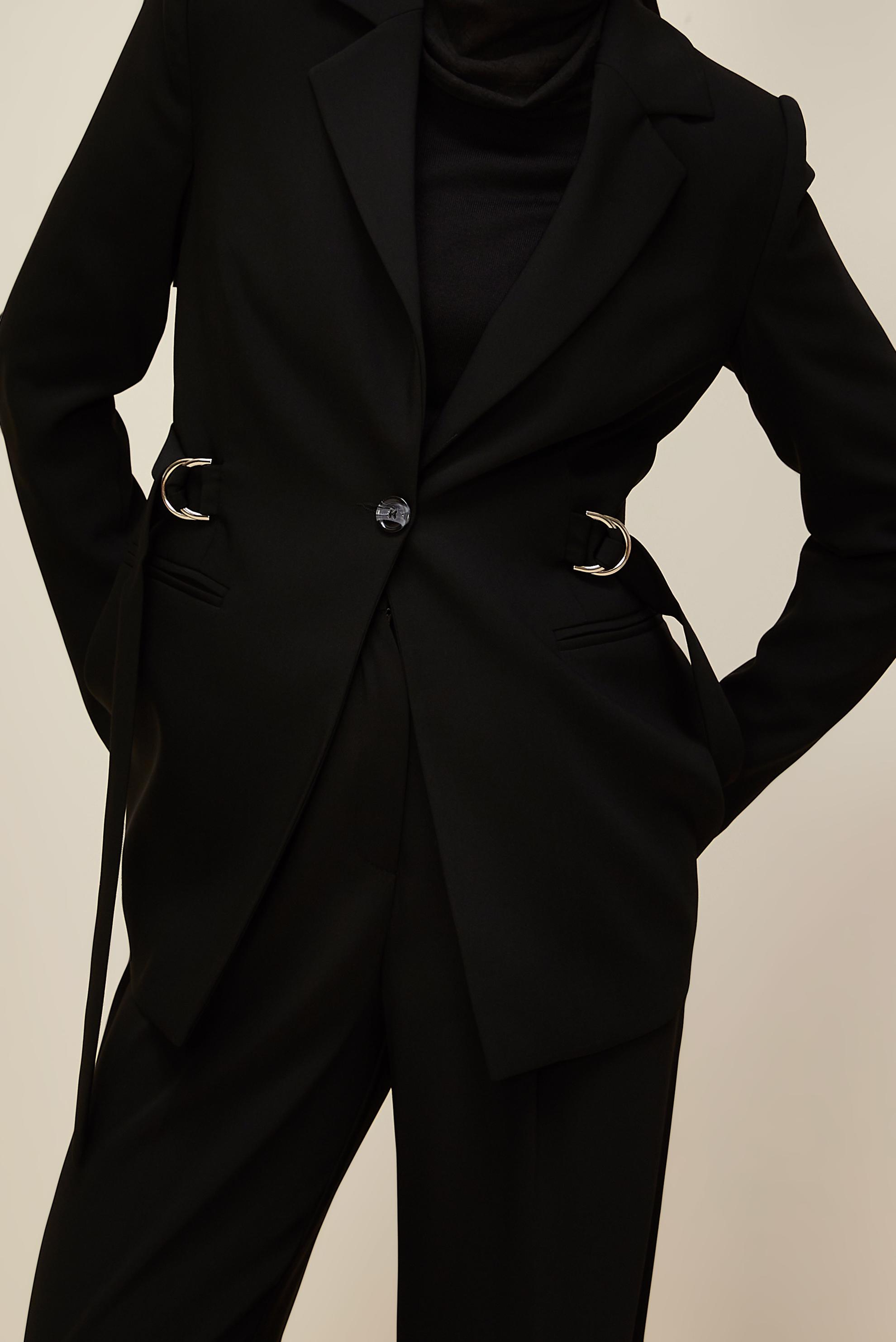 Tesettür giyim SİYAH KEMERLİ PANTOLONLU TAKIM 30541