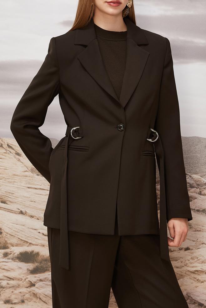 Hijab clothing BROWN BELTED PANTS SUIT 30541 - ALVİNA