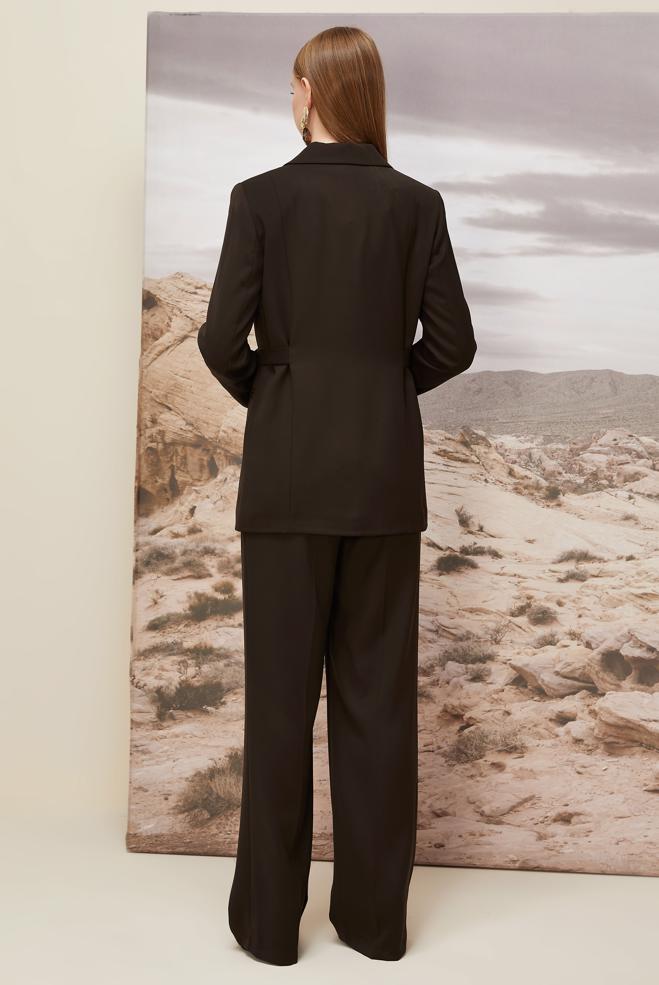 Hijab clothing BROWN BELTED PANTS SUIT 30541 - ALVİNA