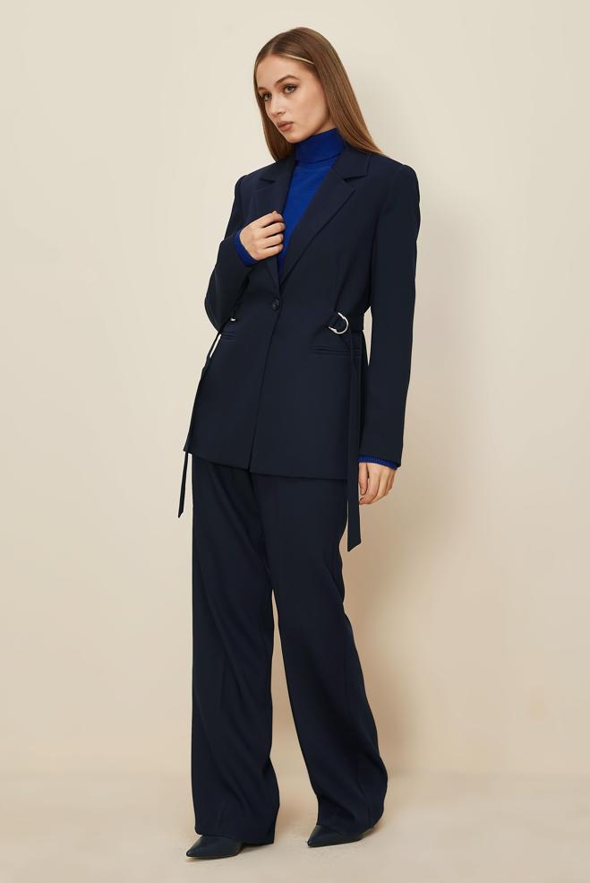 Hijab clothing NAVY BLUE BELTED PANTSUIT 30541 - ALVİNA