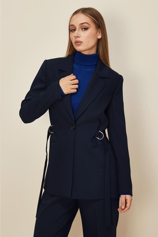 Hijab clothing NAVY BLUE BELTED PANTSUIT 30541 - ALVİNA