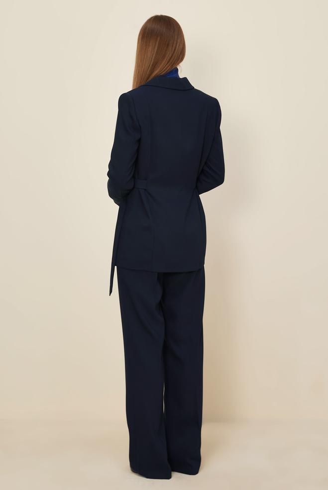 Hijab clothing NAVY BLUE BELTED PANTSUIT 30541 - ALVİNA