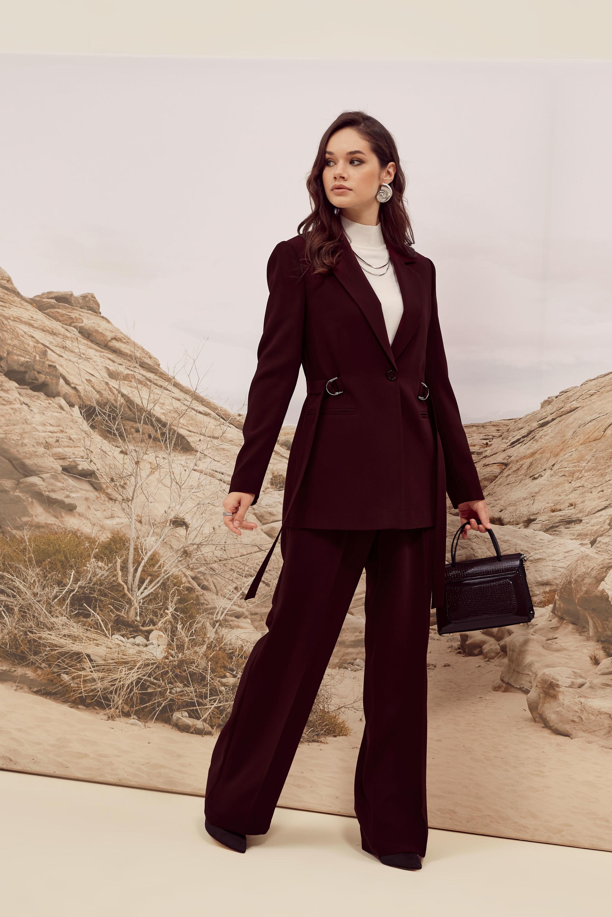 Vêtements hijab ROUGE BORDEAUX COSTUME PANTALON CEINTURE 30541