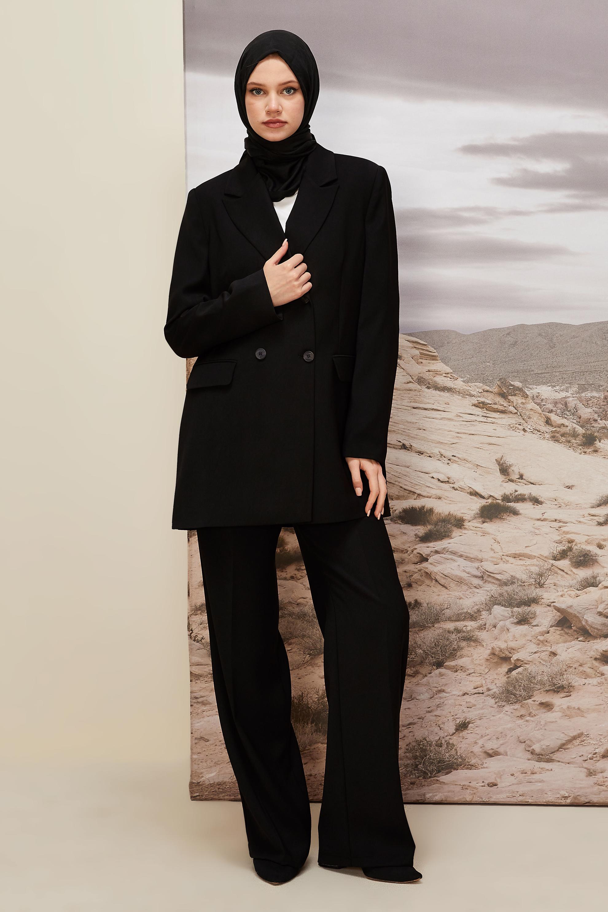 Vêtements hijab NOIR ENSEMBLE PANTALON CROISÉ 30543