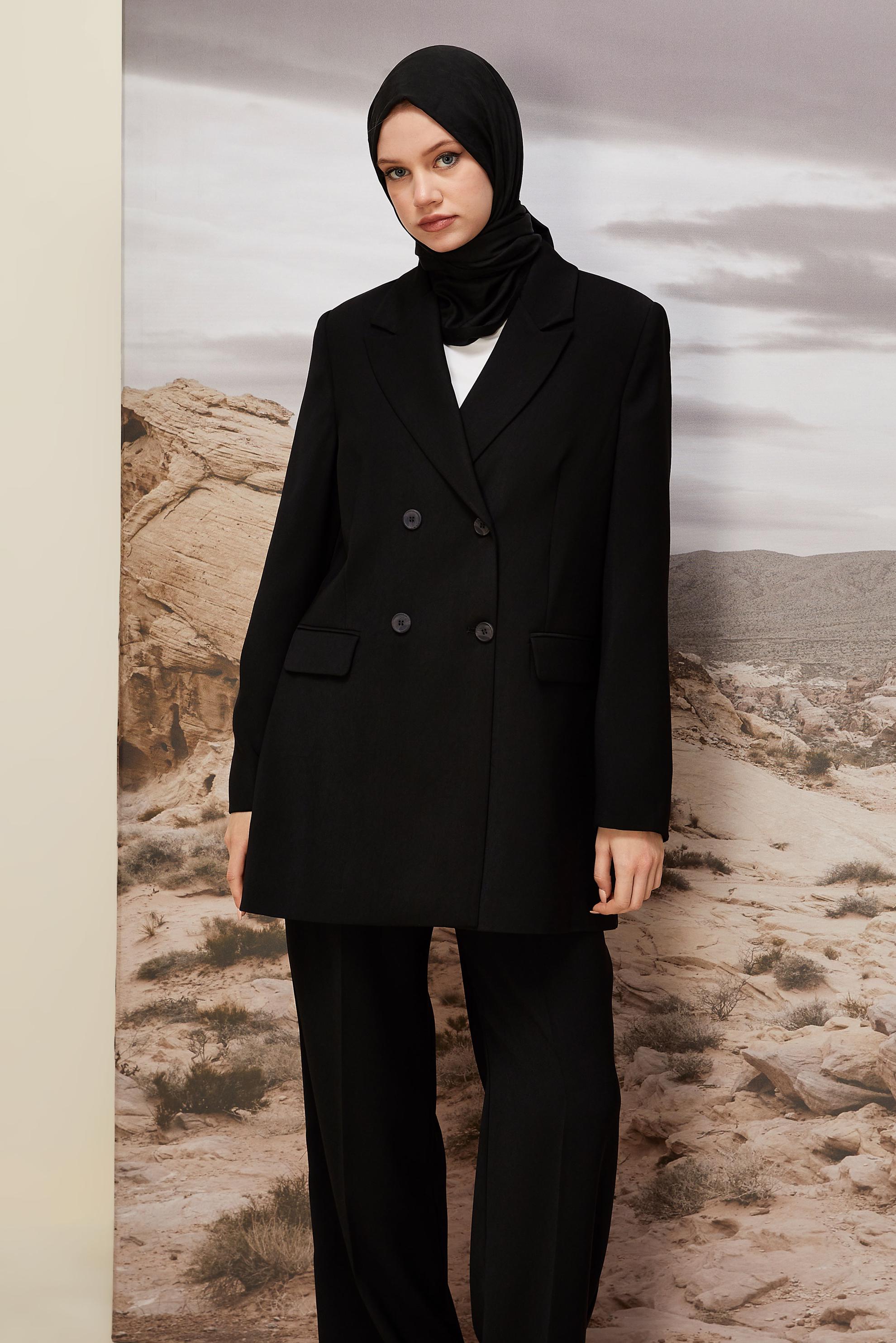 Vêtements hijab NOIR ENSEMBLE PANTALON CROISÉ 30543