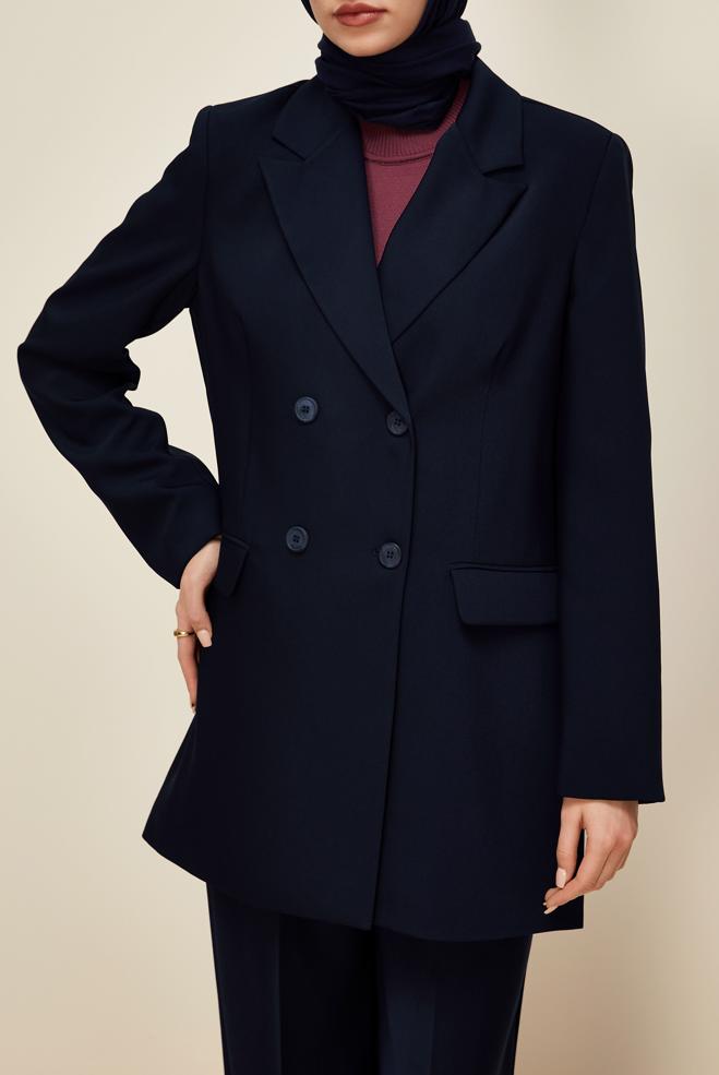 Vêtements hijab BLEU MARINE ENSEMBLE PANTALON CROISÉ 30543 - ALVİNA