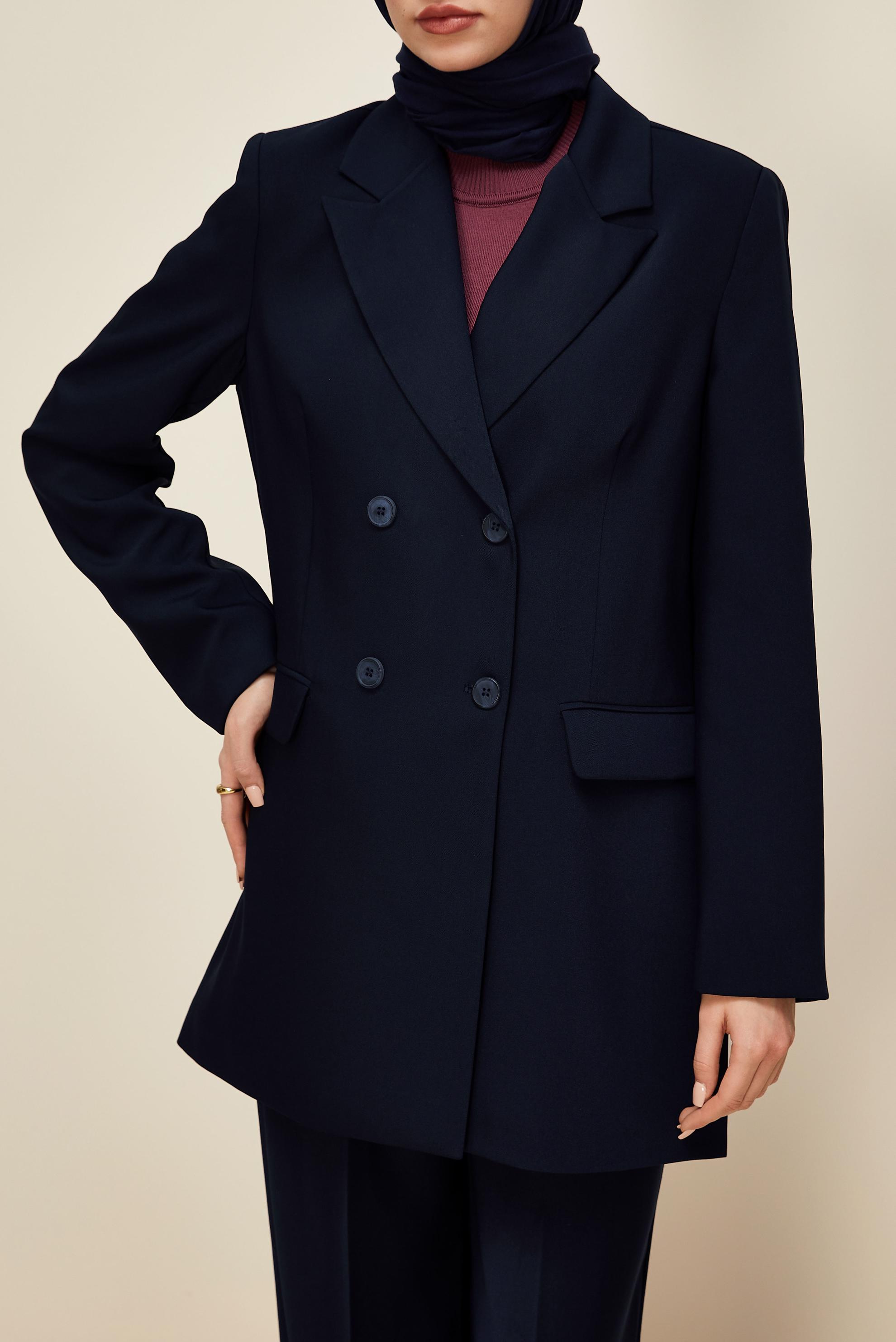 Hijab clothing NAVY BLUE DOUBLE-BREASTED PANTSUIT 30543
