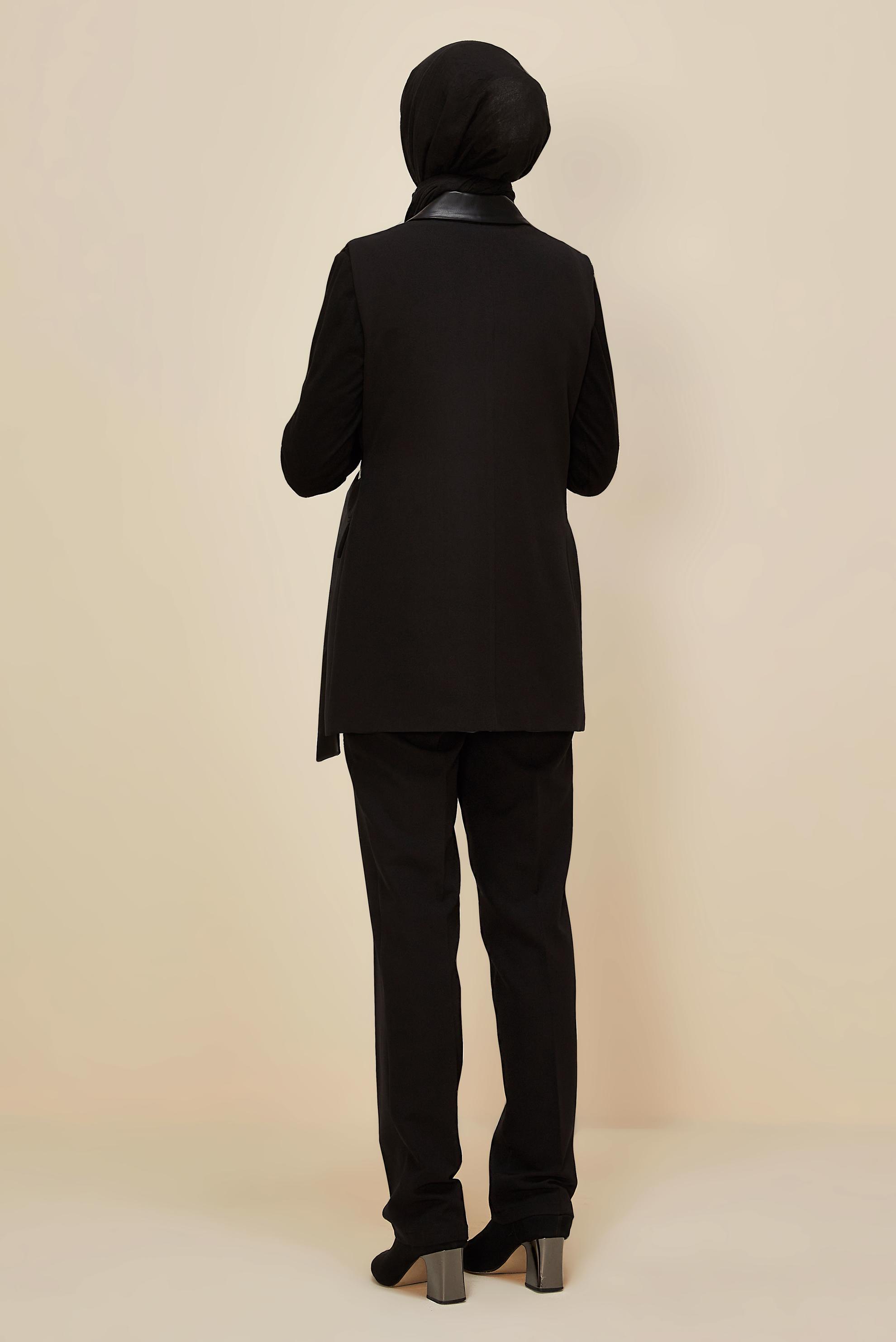 Tesettür giyim SİYAH KEMERLİ PANTOLONLU TAKIM 45268