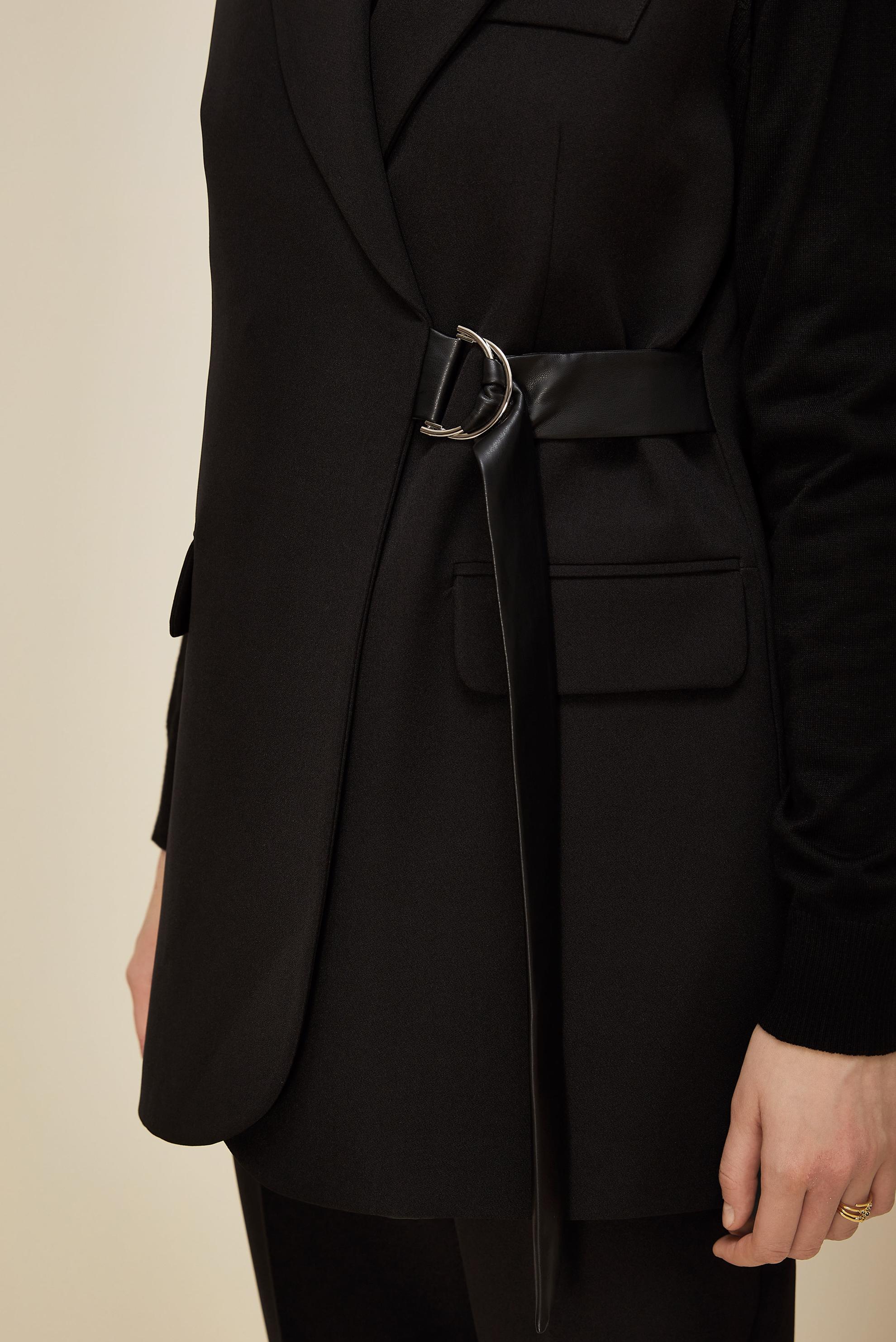 Tesettür giyim SİYAH KEMERLİ PANTOLONLU TAKIM 45268