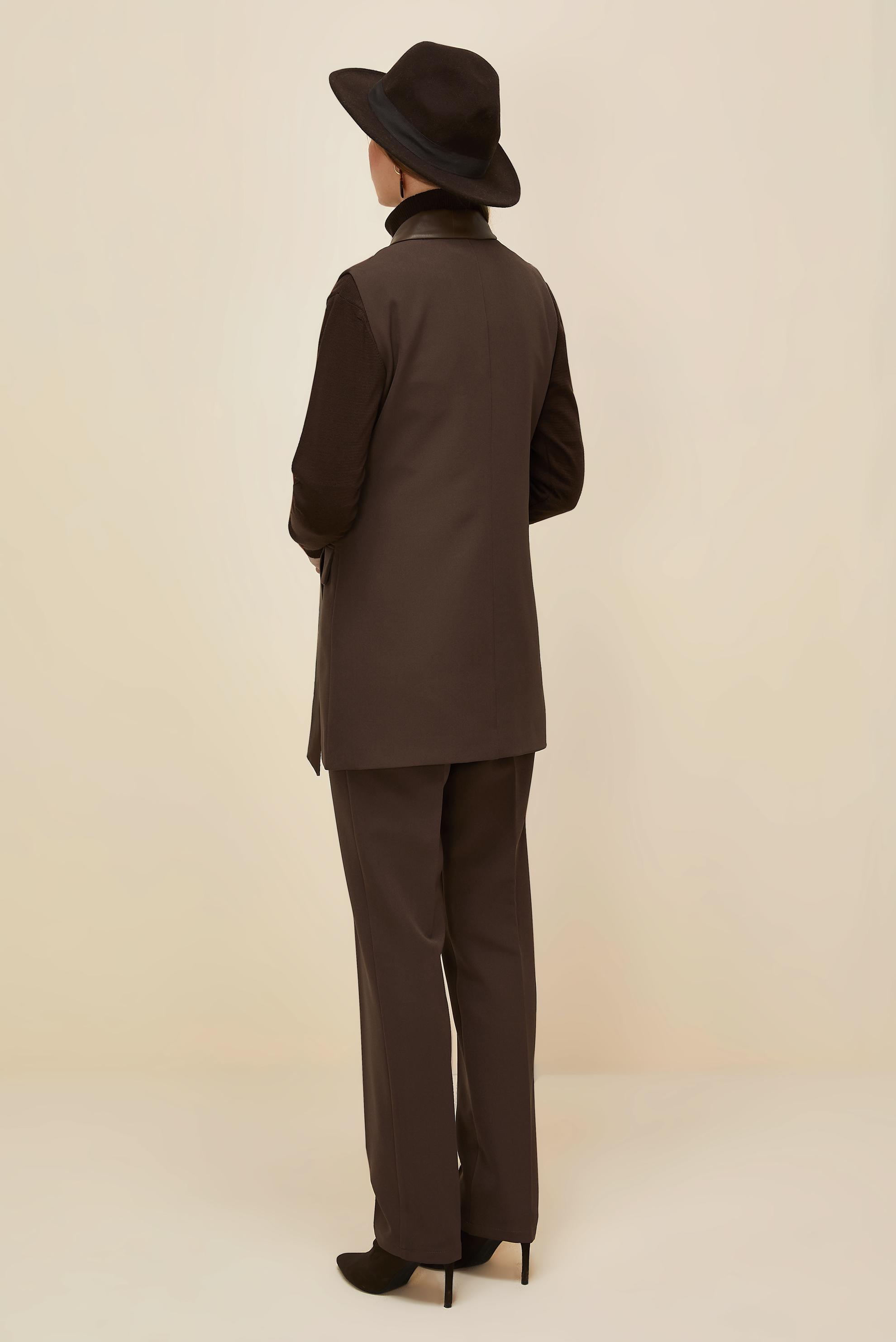 Hijab clothing BROWN BELTED PANTS SUIT 45268