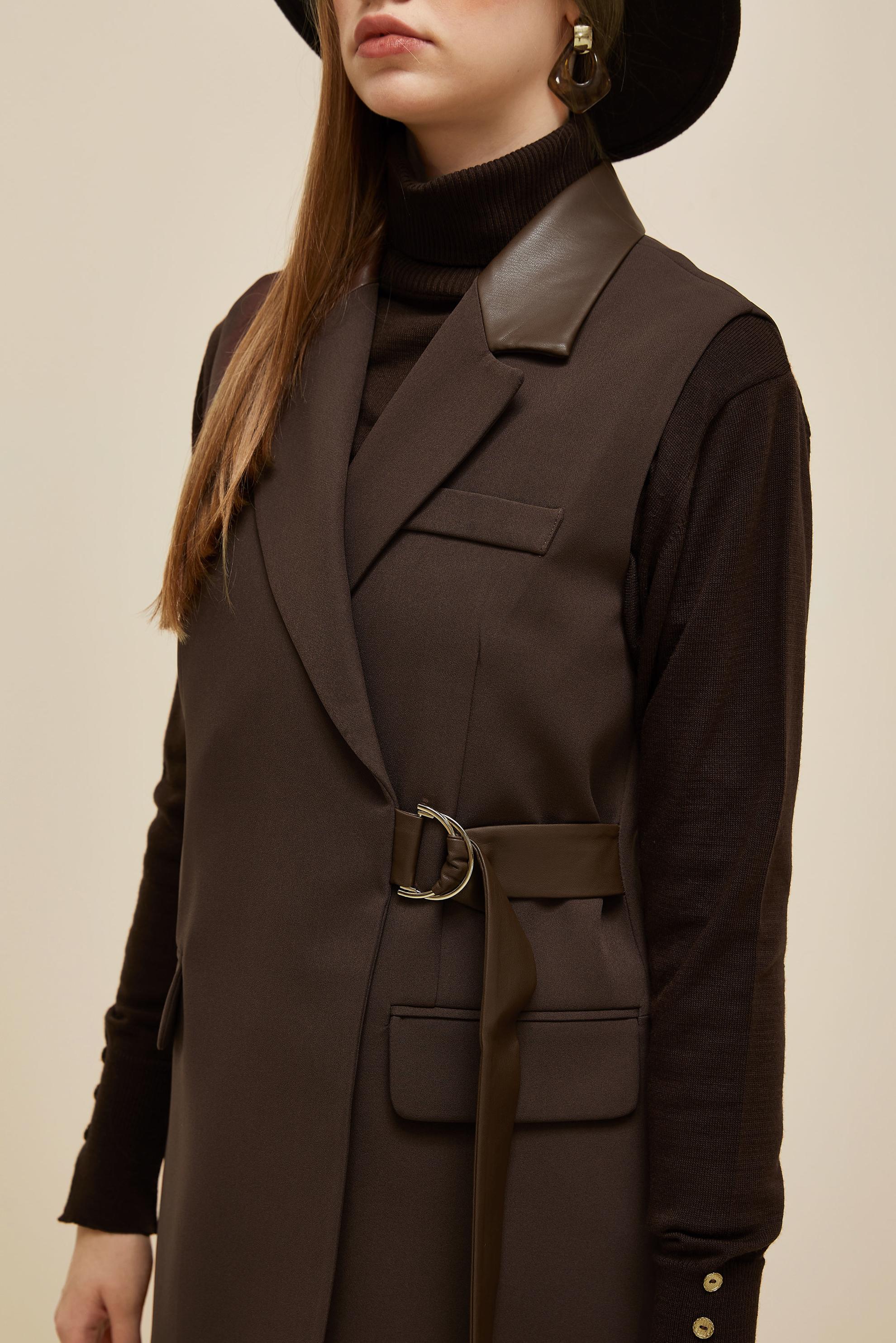 Hijab clothing BROWN BELTED PANTS SUIT 45268