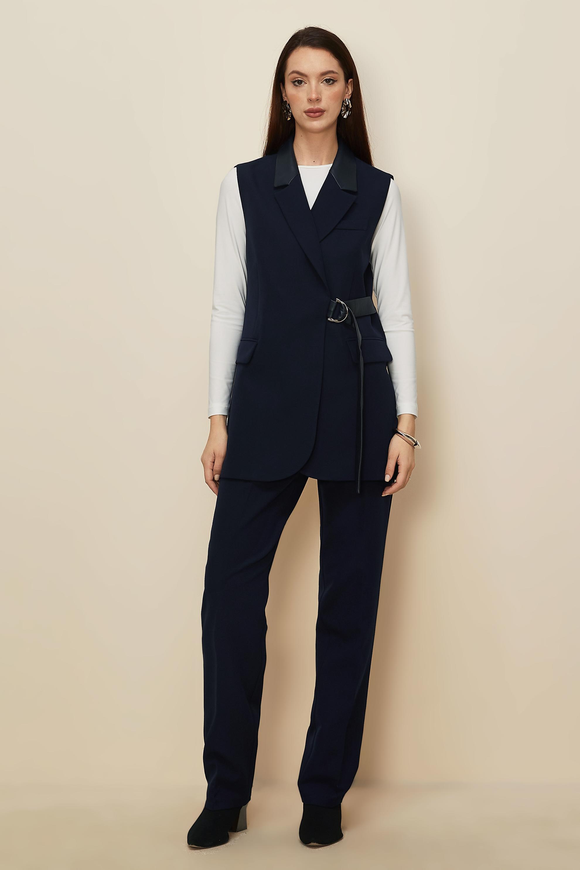 Hijab clothing NAVY BLUE BELTED PANTSUIT 45268