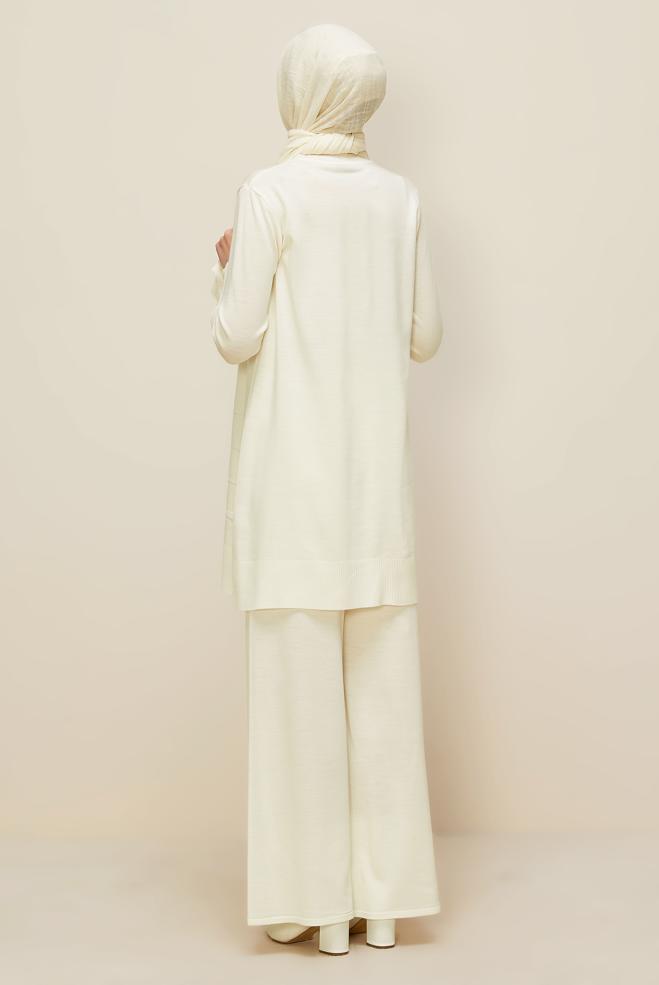 Vêtements hijab BLANC ENSEMBLE PANTALON EN TRICOT 45824 - ALVİNA
