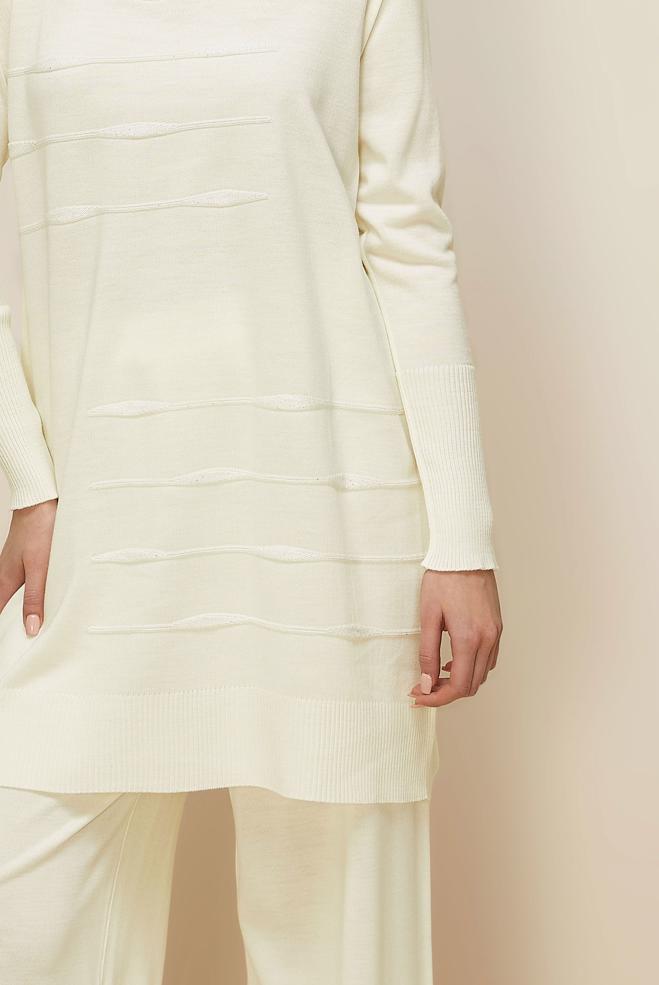 Vêtements hijab BLANC ENSEMBLE PANTALON EN TRICOT 45824 - ALVİNA