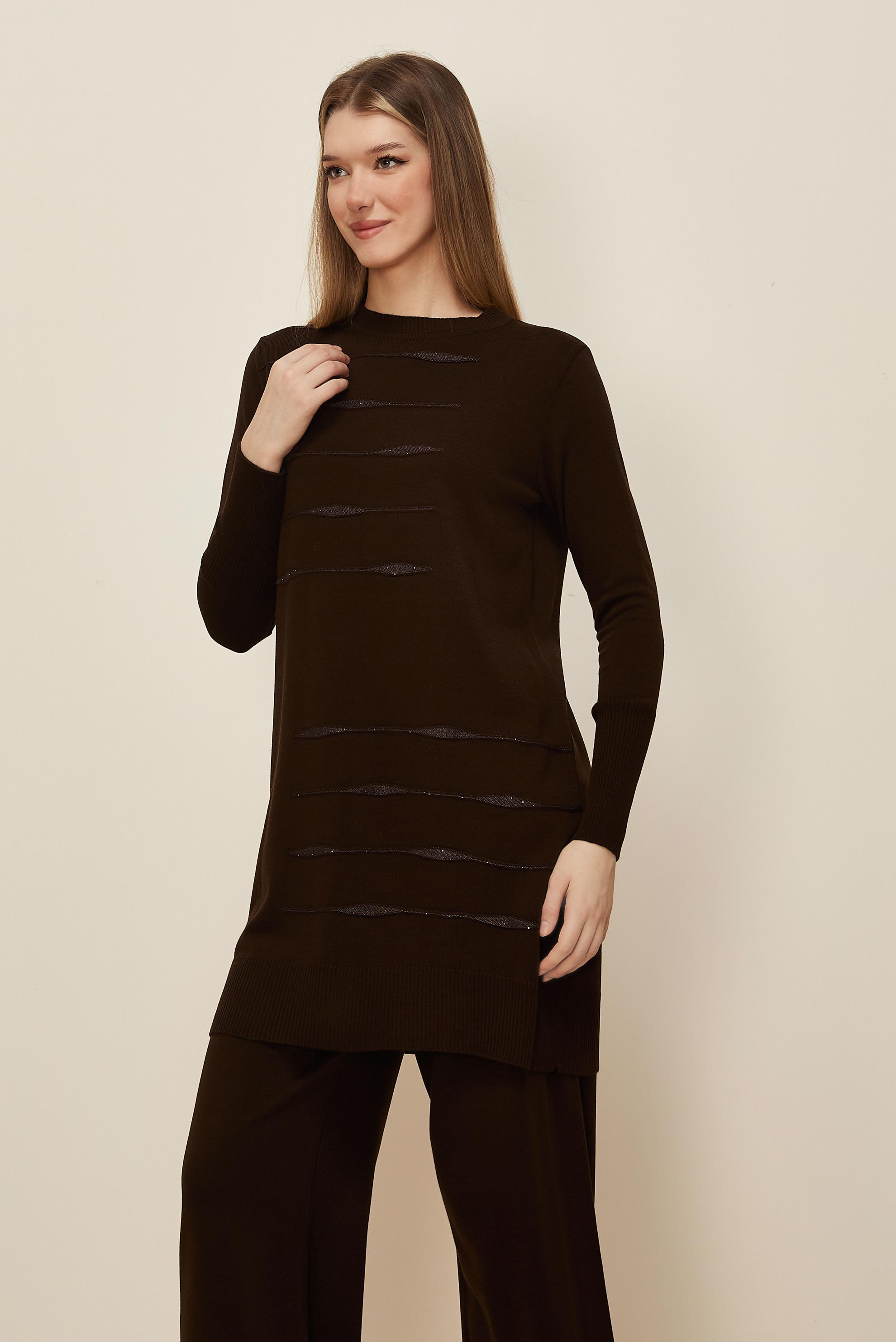Hijab clothing BROWN KNITWEAR PANTSUIT 45824