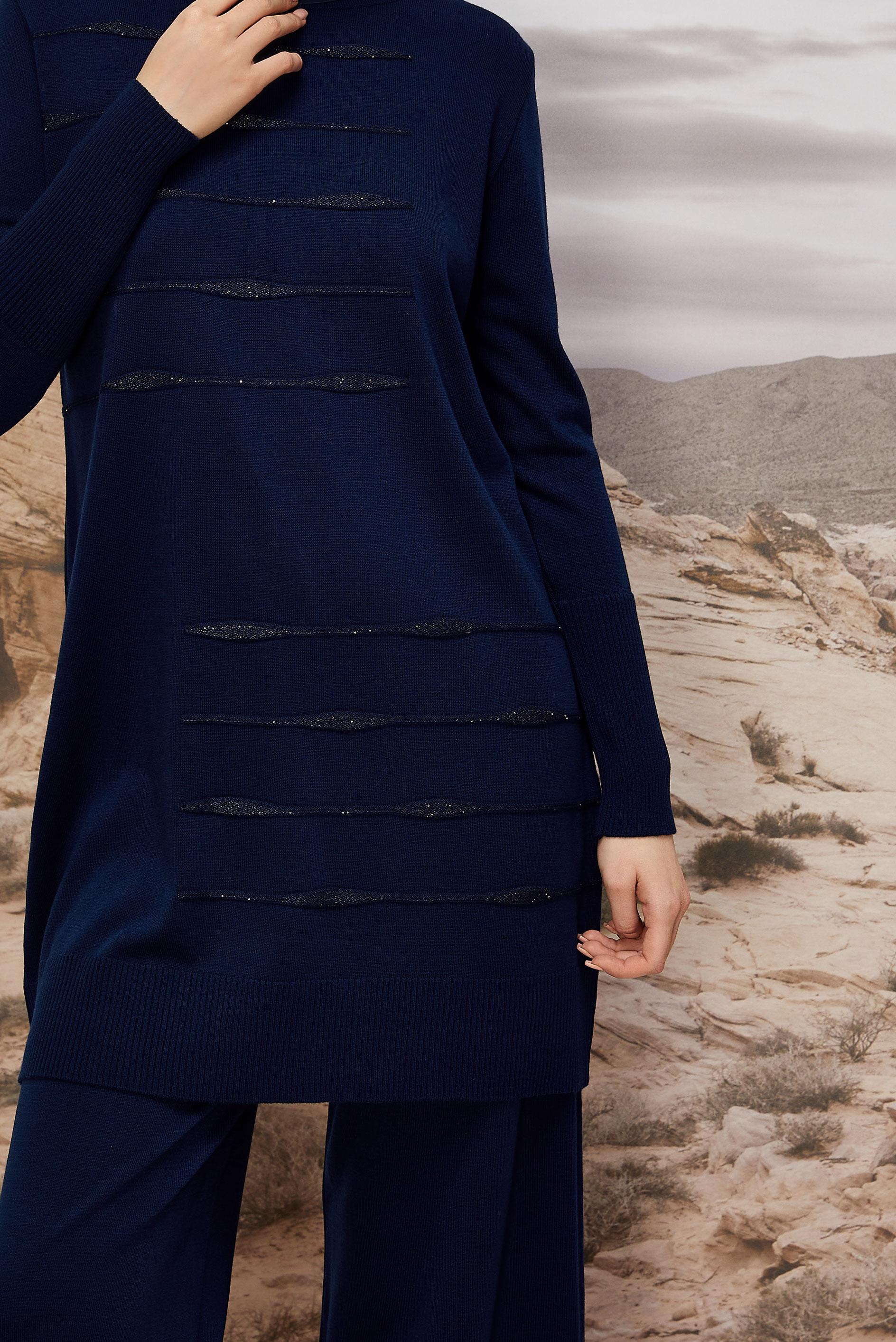 Tesettür giyim LACİVERT PANTOLONLU TRİKO TAKIM 45824