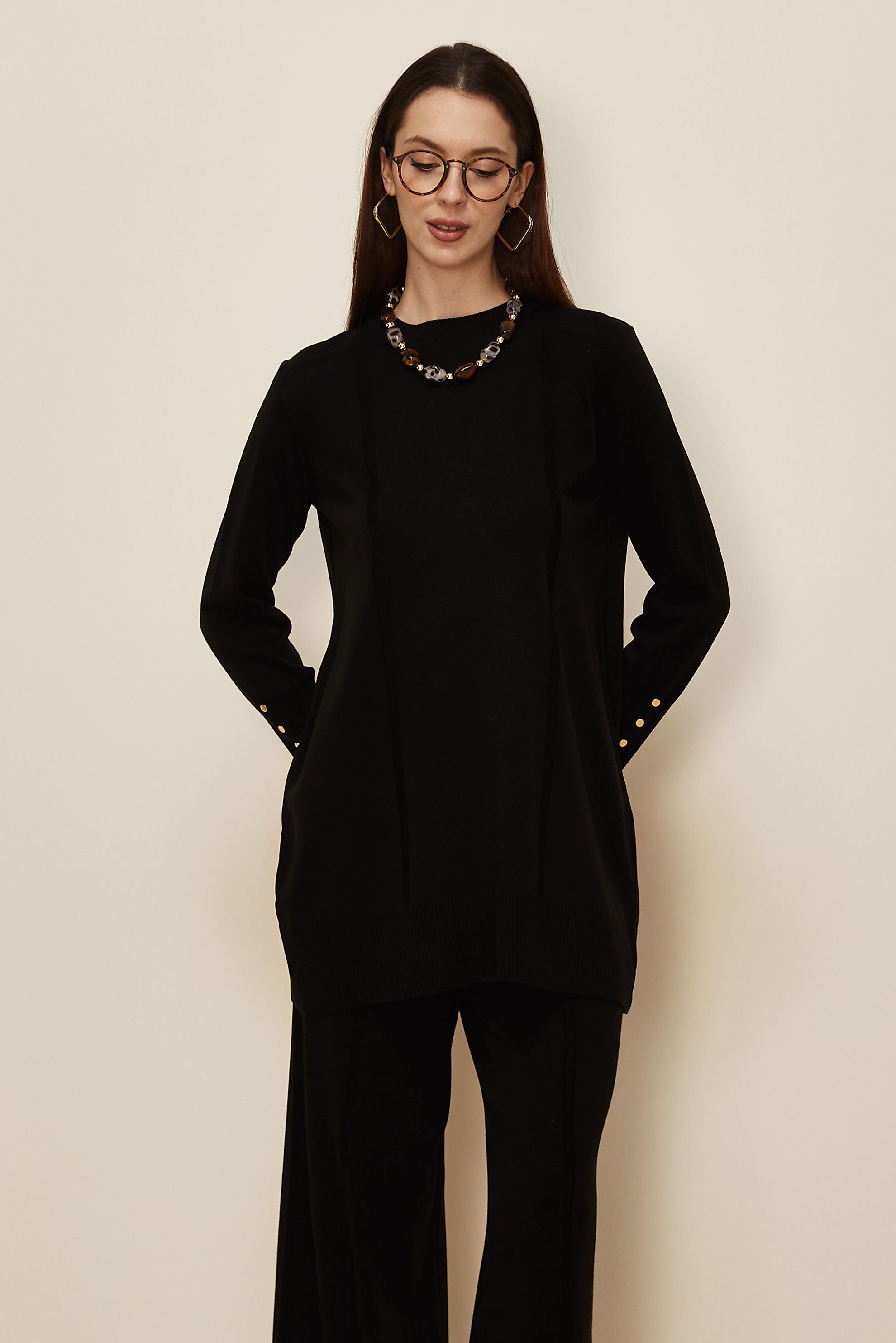 Hijab clothing BLACK KNITWEAR PANTSUIT 45825