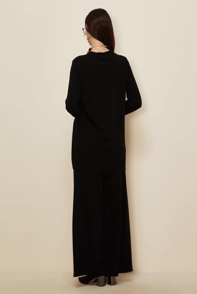Hijab clothing BLACK KNITWEAR PANTSUIT 45825 - ALVİNA