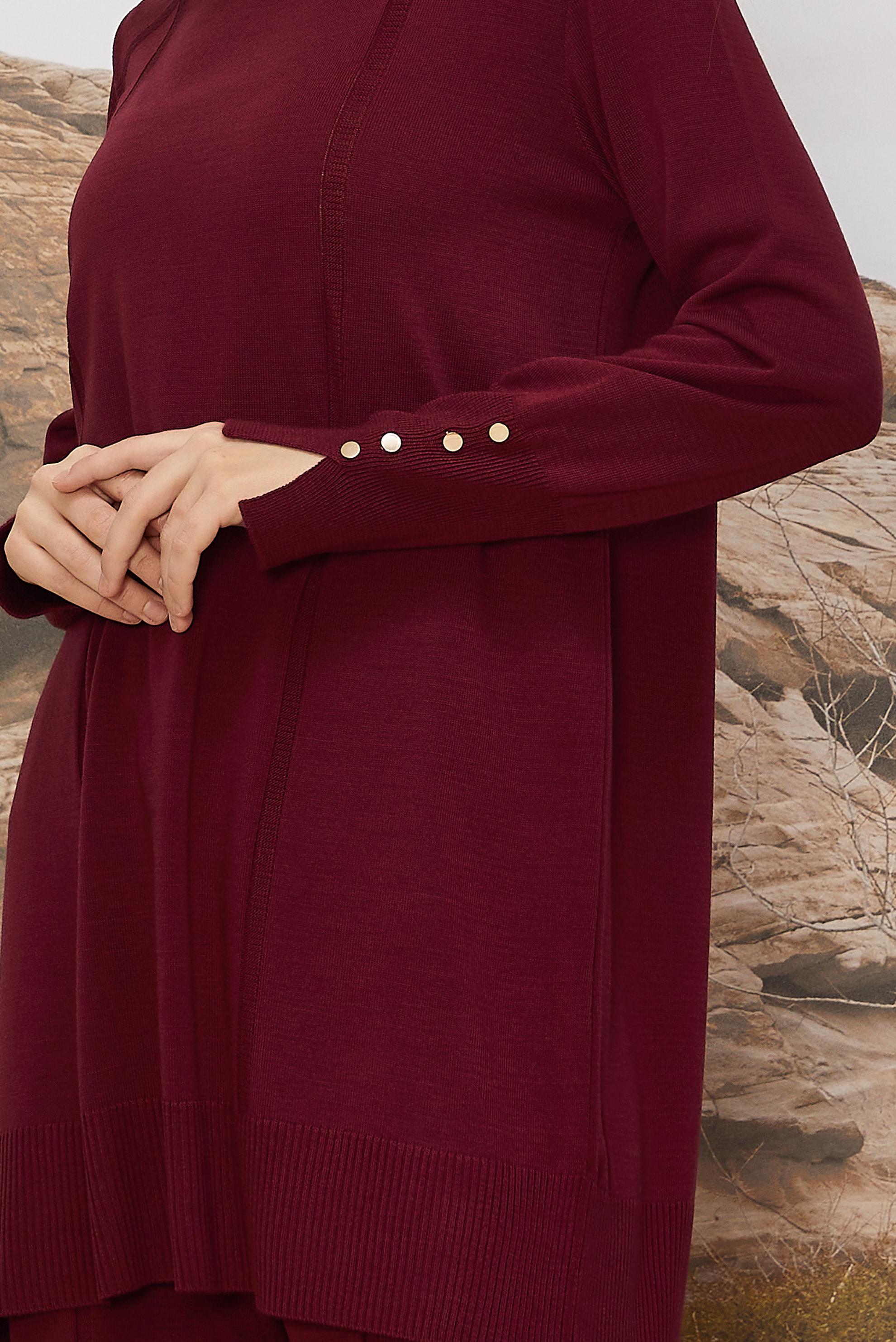 Hijab clothing CLARET RED KNITWEAR PANTSUIT 45825