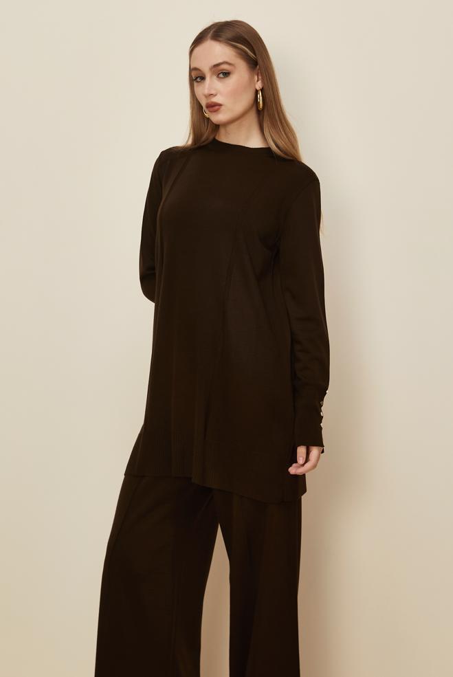 Hijab clothing BROWN KNITWEAR PANTSUIT 45825 - ALVİNA