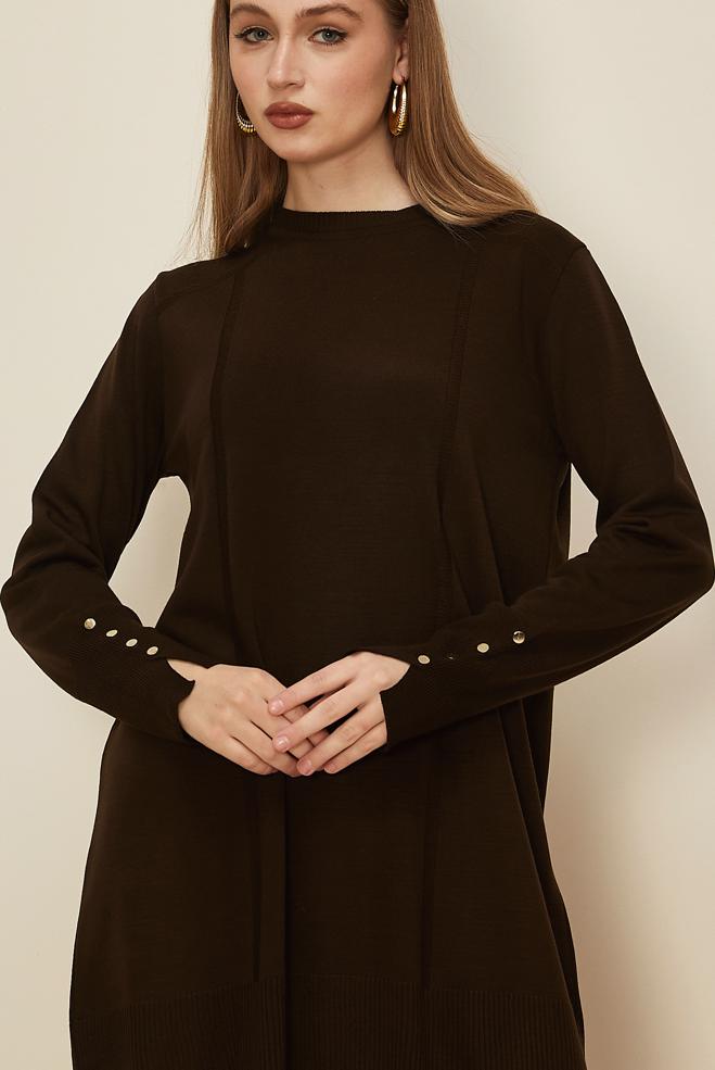 Hijab clothing BROWN KNITWEAR PANTSUIT 45825 - ALVİNA
