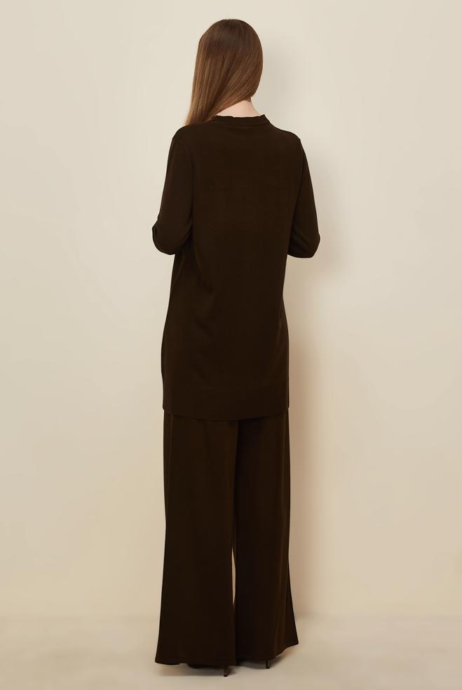 Hijab clothing BROWN KNITWEAR PANTSUIT 45825 - ALVİNA
