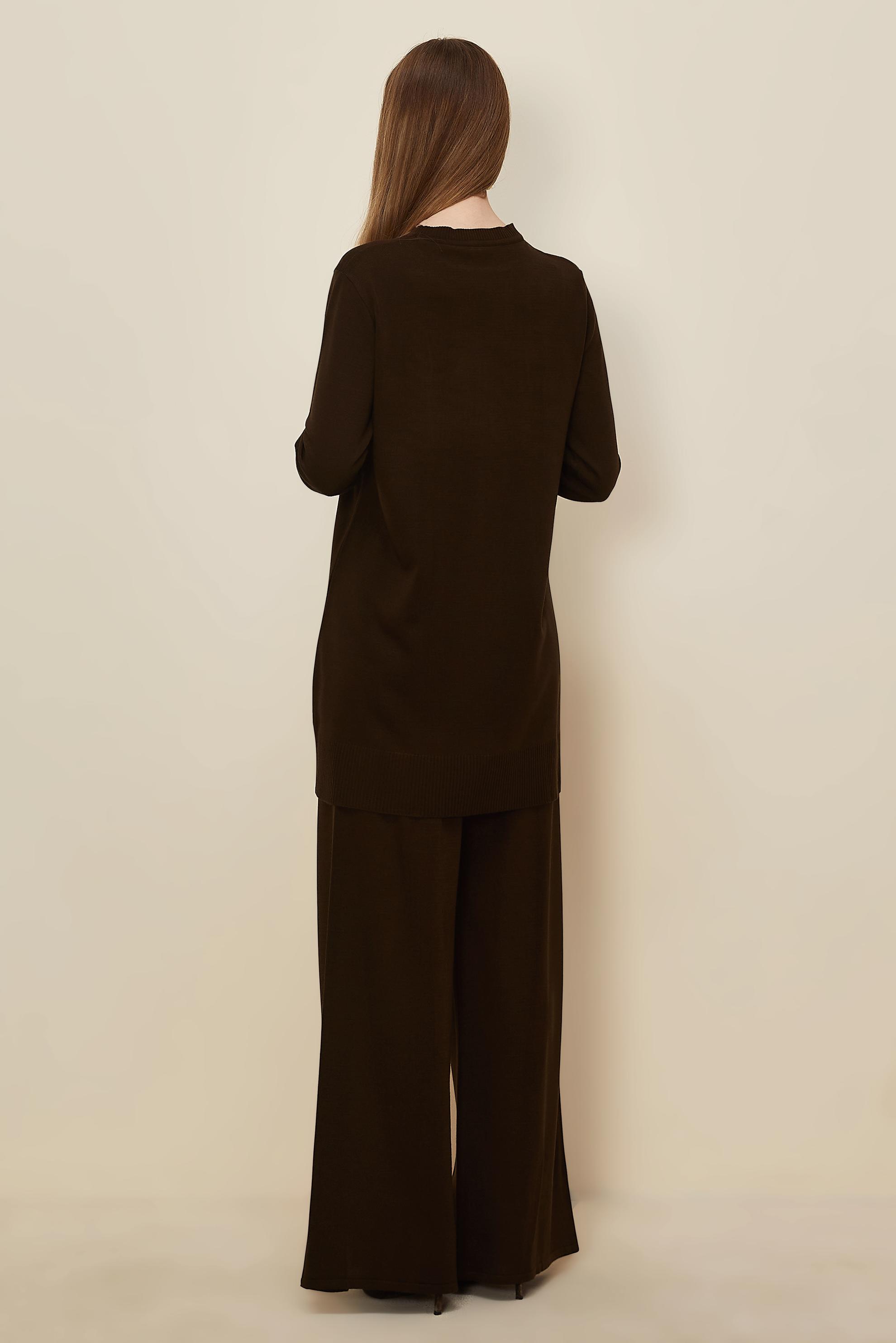 Tesettür giyim KAHVE PANTOLONLU TRİKO TAKIM 45825