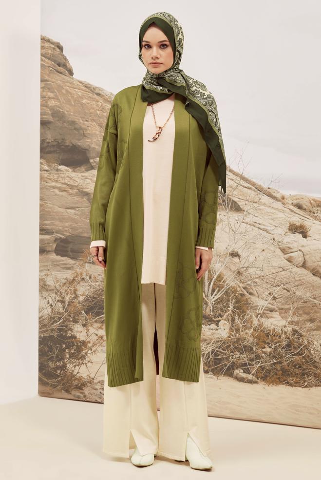 Hijab clothing BEIGE KNITWEAR PANTSUIT 45825 - ALVİNA